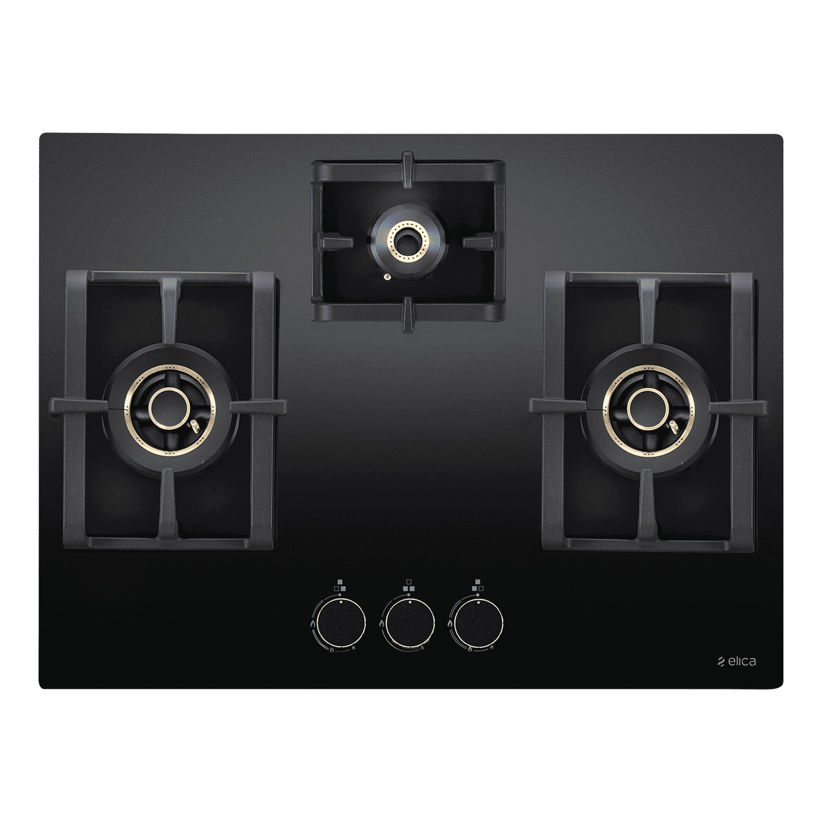Elica PRO AB MFC 3B 70 DX Glass Top 3 Burner Automatic Electric Hob (Round Metallic Knob, Black)_1