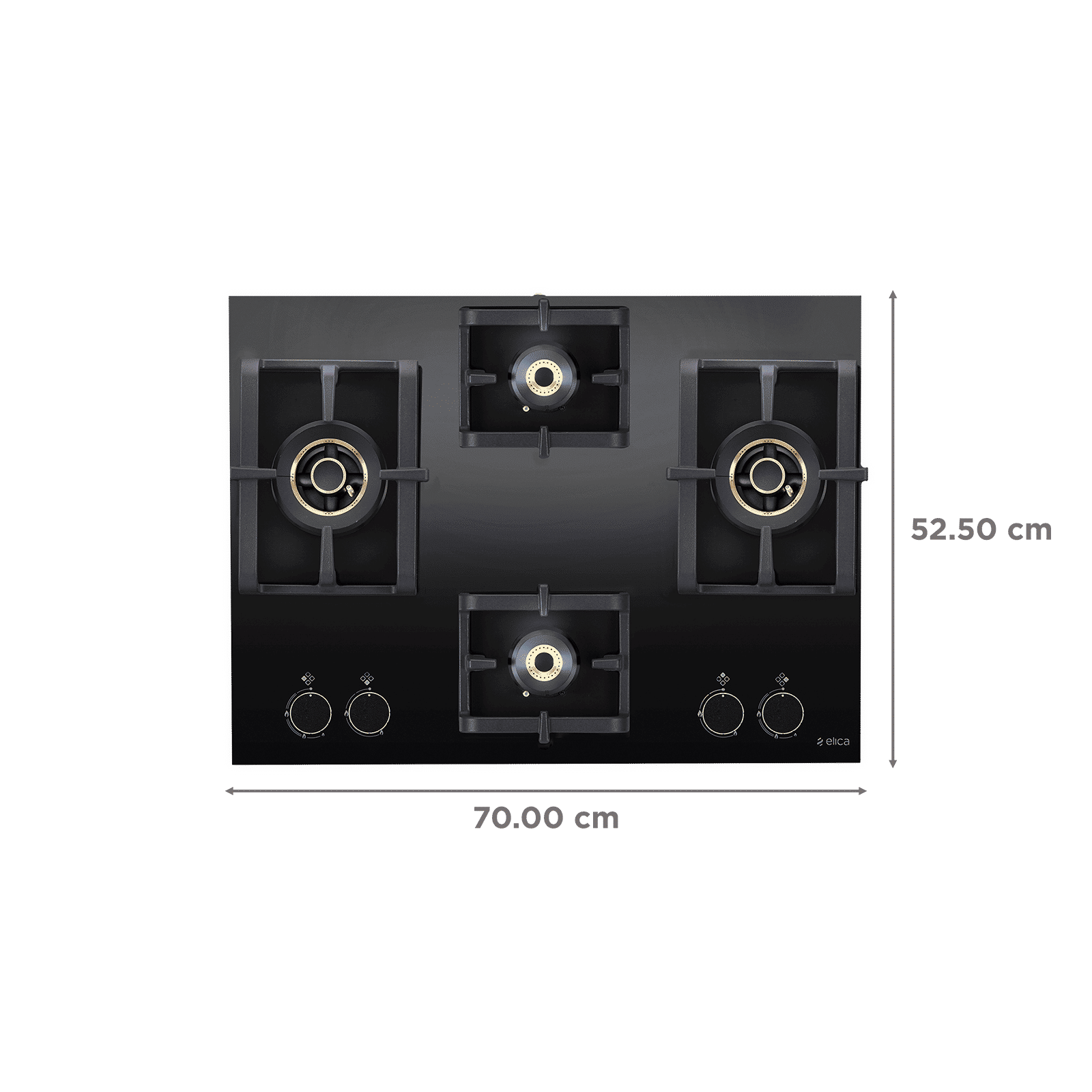 Elica PRO AB MFC 4B 70 DX Glass Top 4 Burner Automatic Electric Hob (Round Metallic Knob, Black)_2