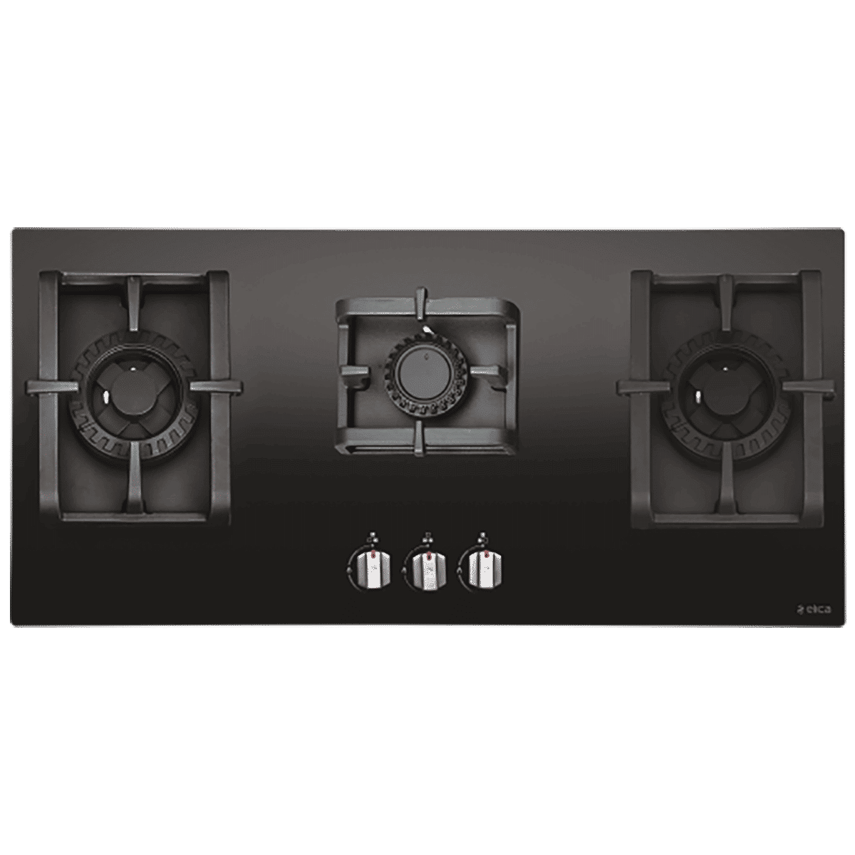 Elica PRO MFC 3B 90 DX SWIRL Glass Top 3 Burner Automatic Electric Hob (Metallic Knob, Black)_1