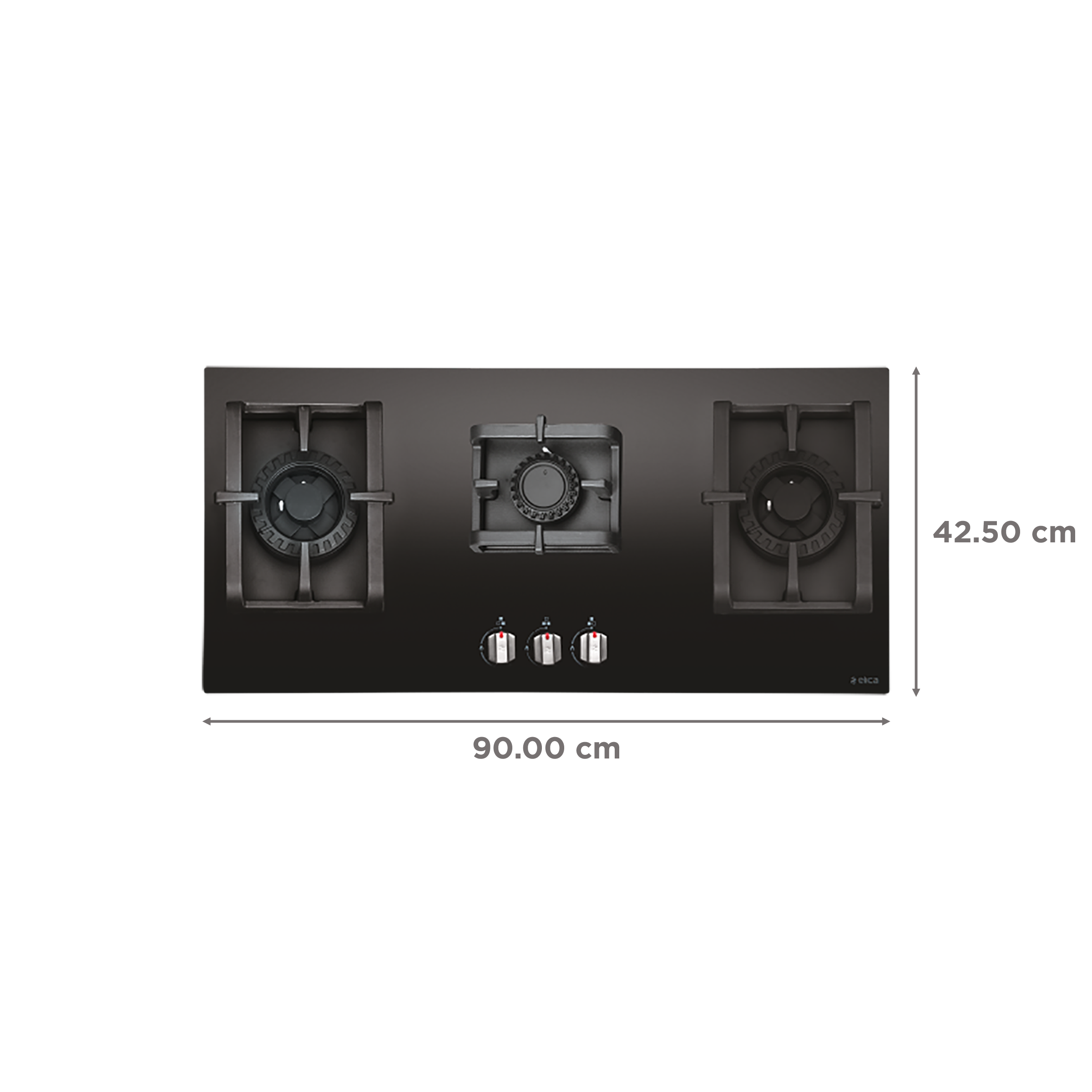 Elica PRO MFC 3B 90 DX SWIRL Glass Top 3 Burner Automatic Electric Hob (Metallic Knob, Black)_2