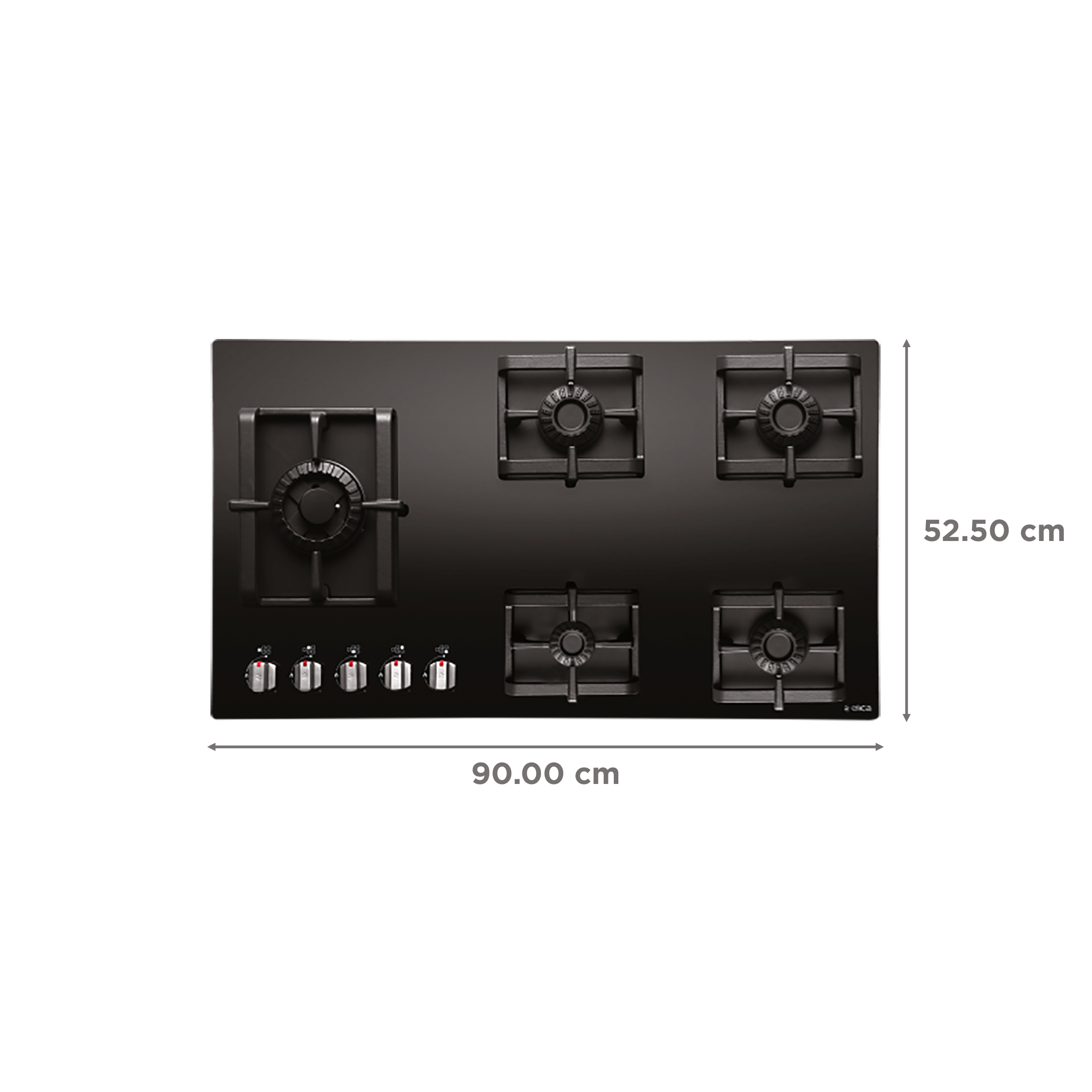 Elica PRO MFC 5B 91 SWIRL Glass Top 5 Burner Automatic Electric Hob (Metallic Knob, Black)_2