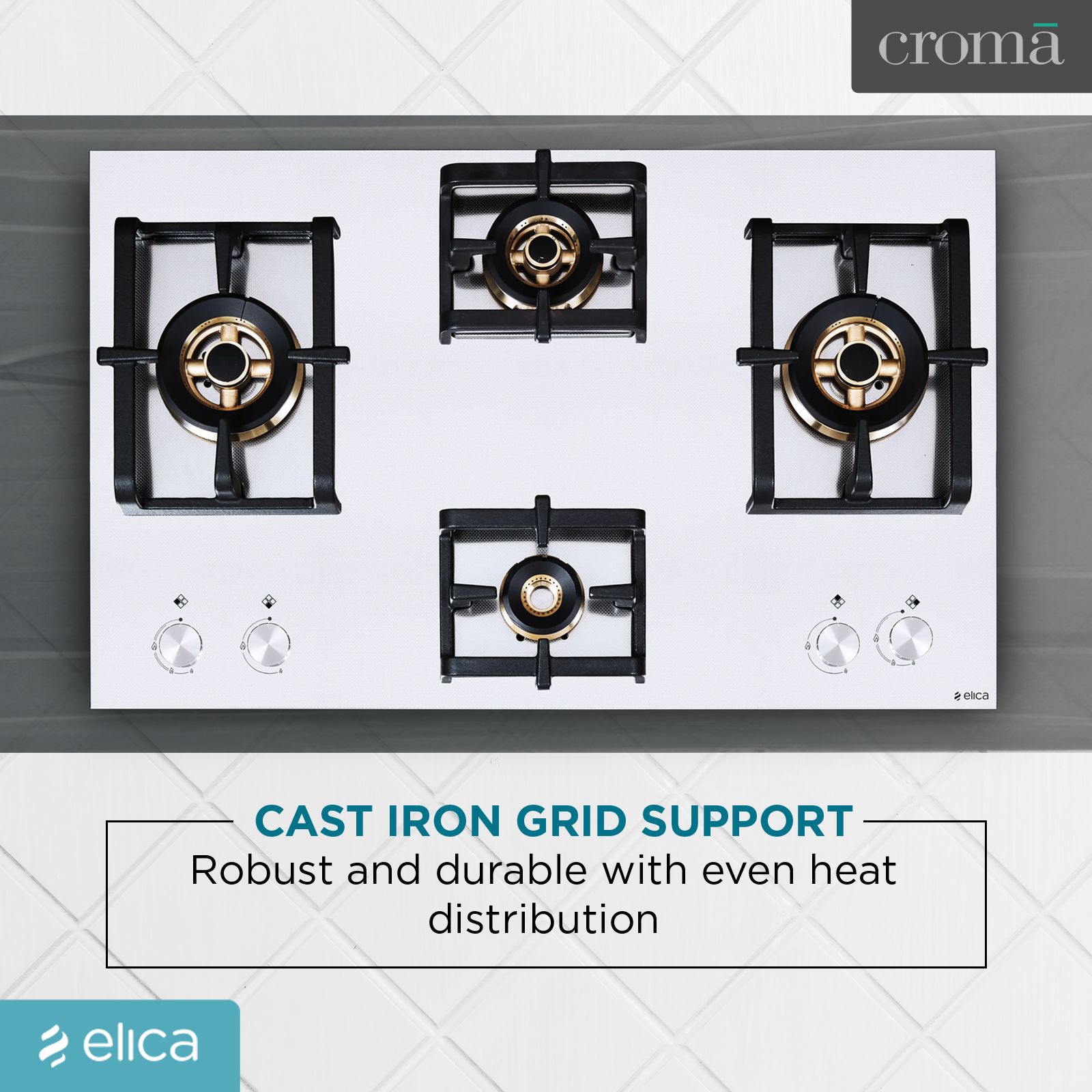 Elica INOX PRO FB MFC 4B 91 DX 4 Burner Automatic Electric Hob (Round Metallic Knob, Stainless Steel)_9