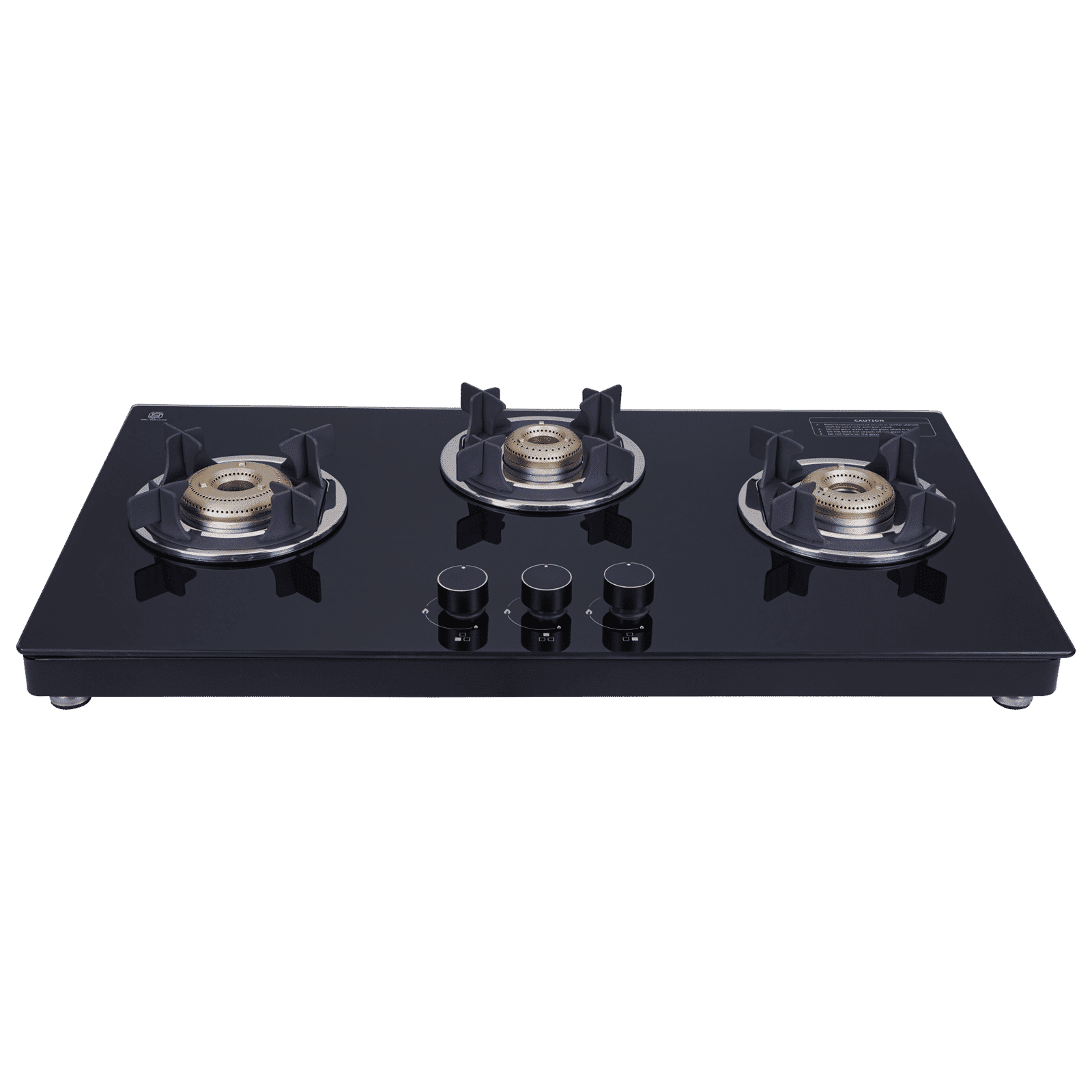 elica 773 CT VETRO (TKN CROWN DT SERIES) Toughened Glass Top 3 Burner Manual Gas Stove (Ultra Slim Frame, Black/White)_1