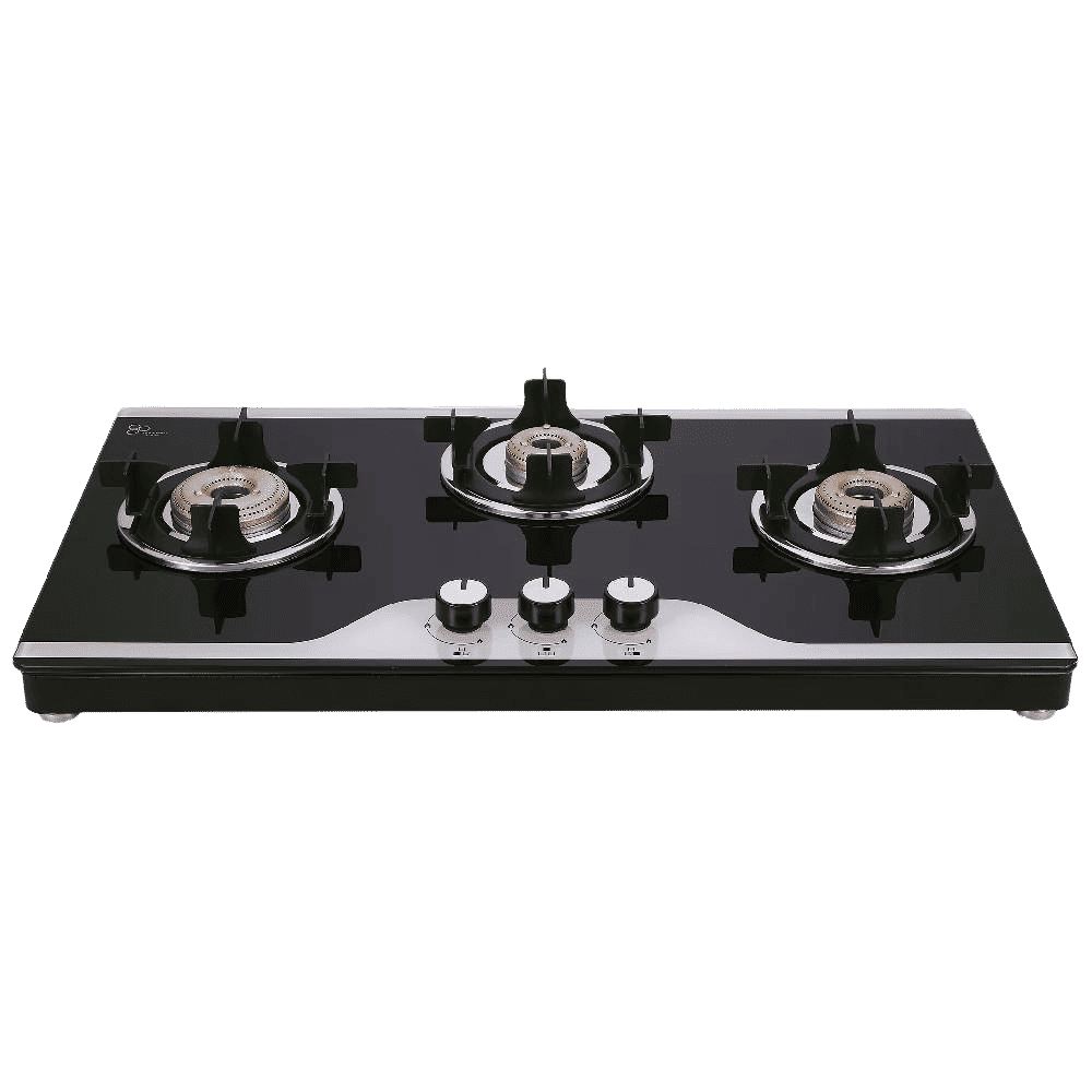 elica 773 CT VETRO (TKN CROWN DT SERIES) Toughened Glass Top 3 Burner Manual Gas Stove (Ultra Slim Frame, Black/White)_10
