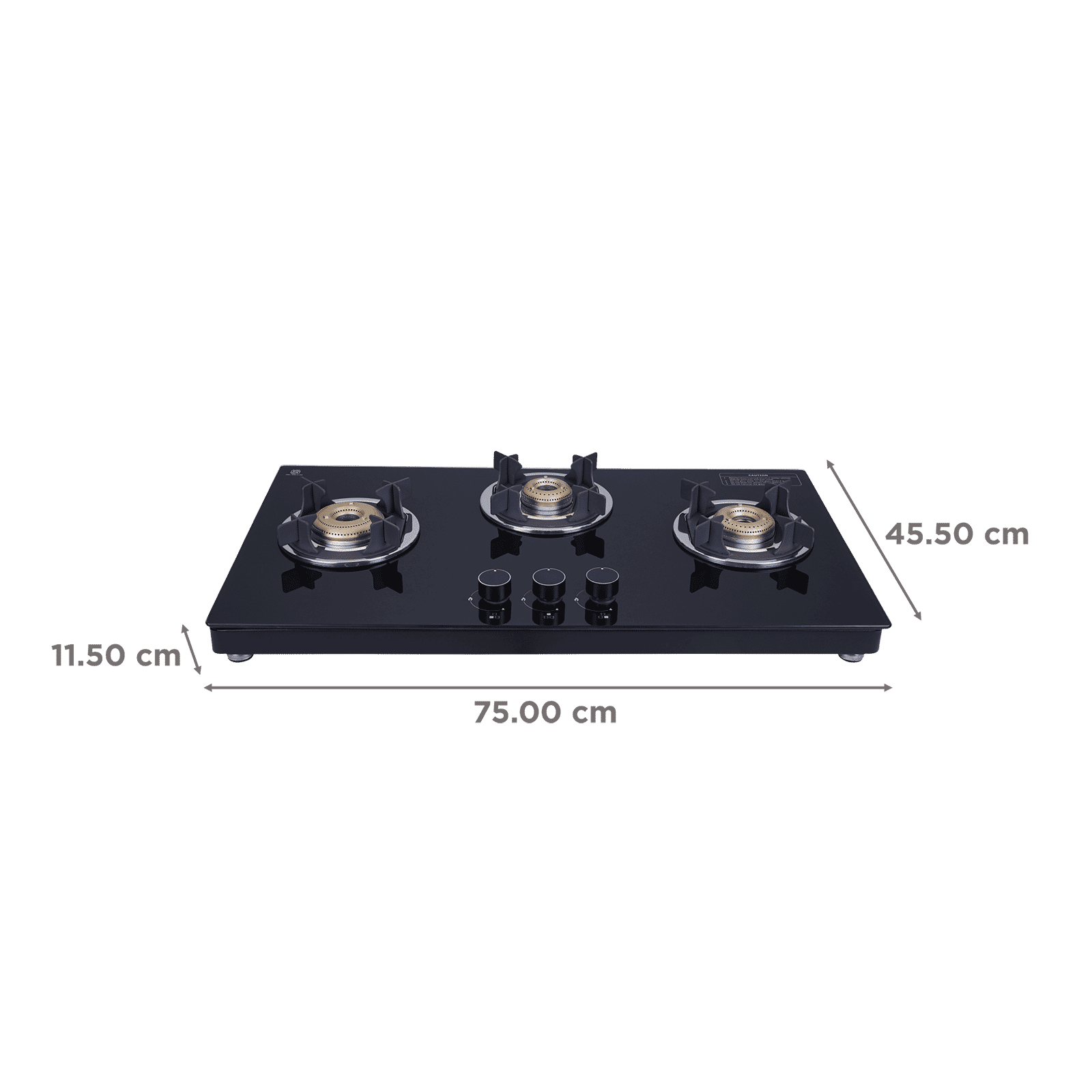 elica 773 CT VETRO (TKN CROWN DT SERIES) Toughened Glass Top 3 Burner Manual Gas Stove (Ultra Slim Frame, Black/White)_2