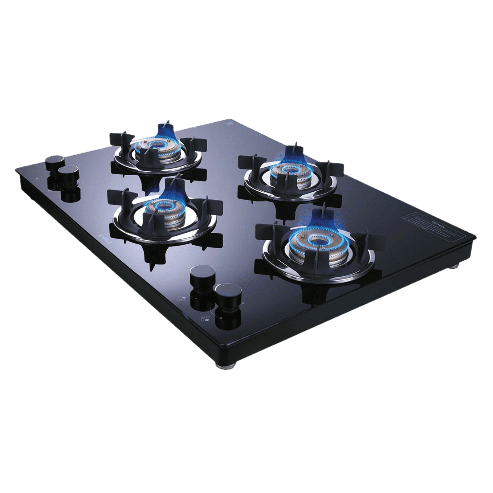 Elica 694 CT VETRO 2J (TKN CROWN DT SERIES) Toughened Glass Top 4 Burner Manual Gas Stove (Ultra Slim Frame, Black)_5