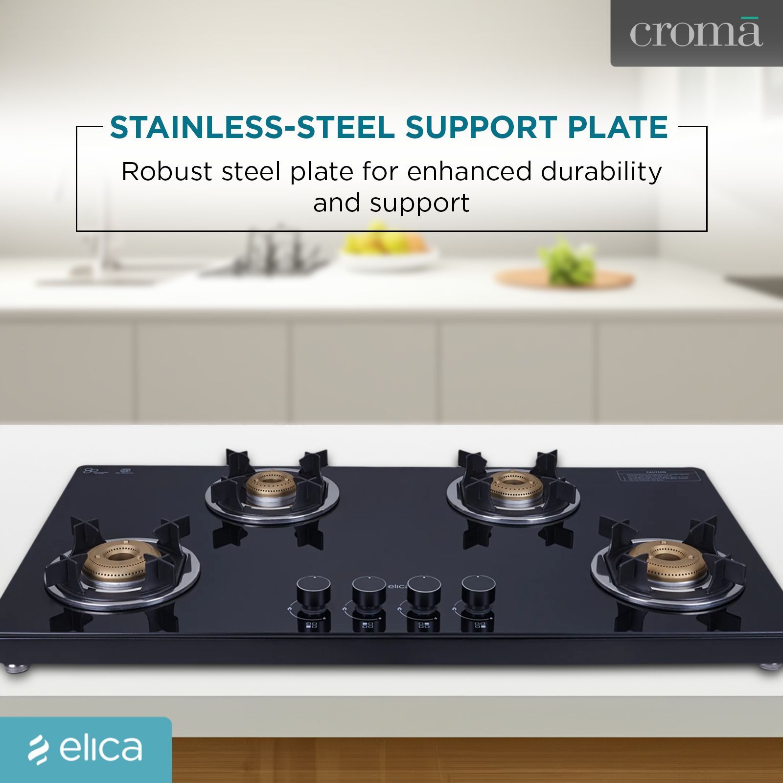 Elica 904 CT VETRO 2J (TKN CROWN DT SERIES) Toughened Glass Top 4 Burner Manual Gas Stove (Ultra Slim Frame, Black) Elica 904 CT VETRO 2J (TKN CROWN DT SERIES) Toughened Glass Top 4 Burner Manual Gas Stove (Ultra Slim Frame, Black)_14