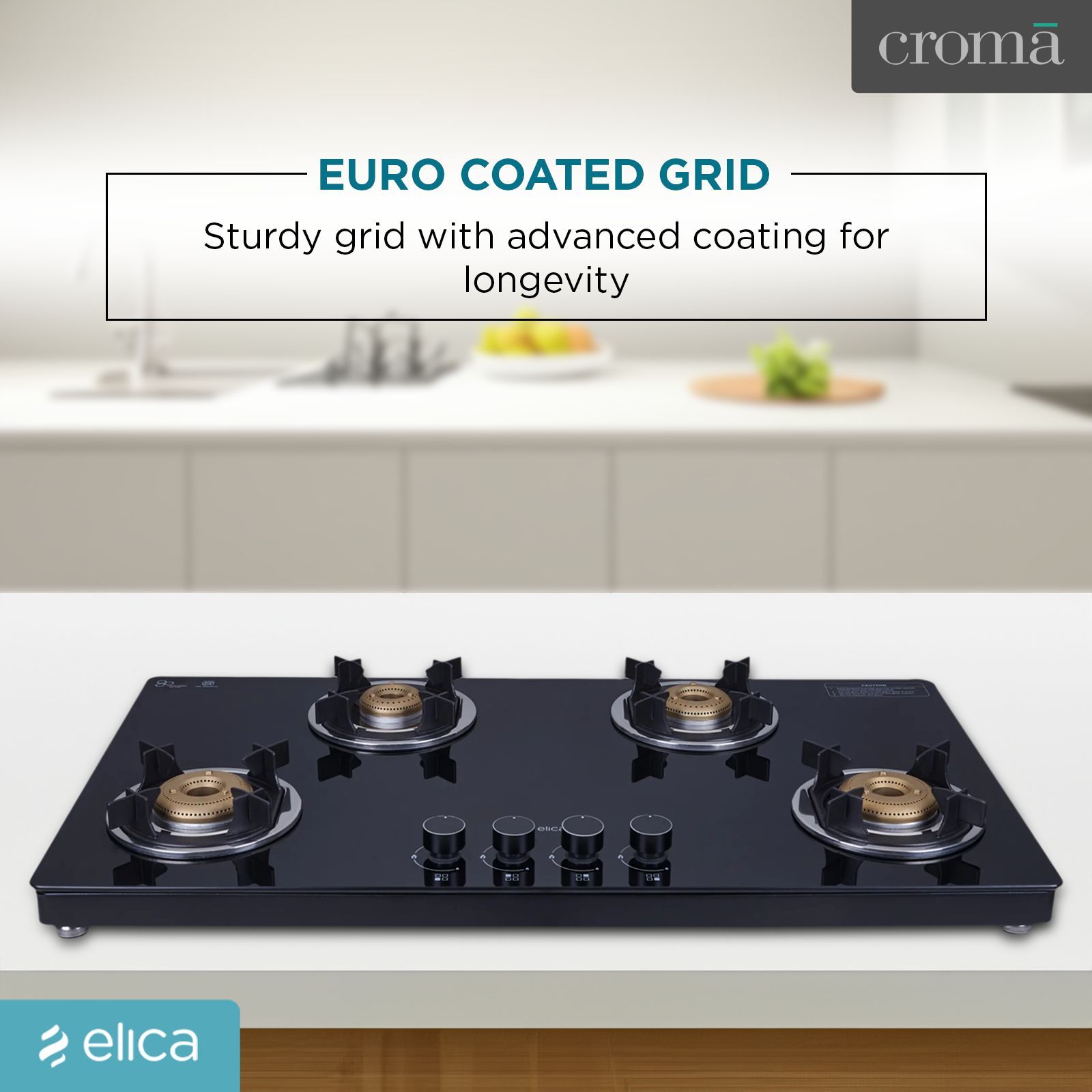 Elica 904 CT VETRO 2J (TKN CROWN DT SERIES) Toughened Glass Top 4 Burner Manual Gas Stove (Ultra Slim Frame, Black) Elica 904 CT VETRO 2J (TKN CROWN DT SERIES) Toughened Glass Top 4 Burner Manual Gas Stove (Ultra Slim Frame, Black)_15