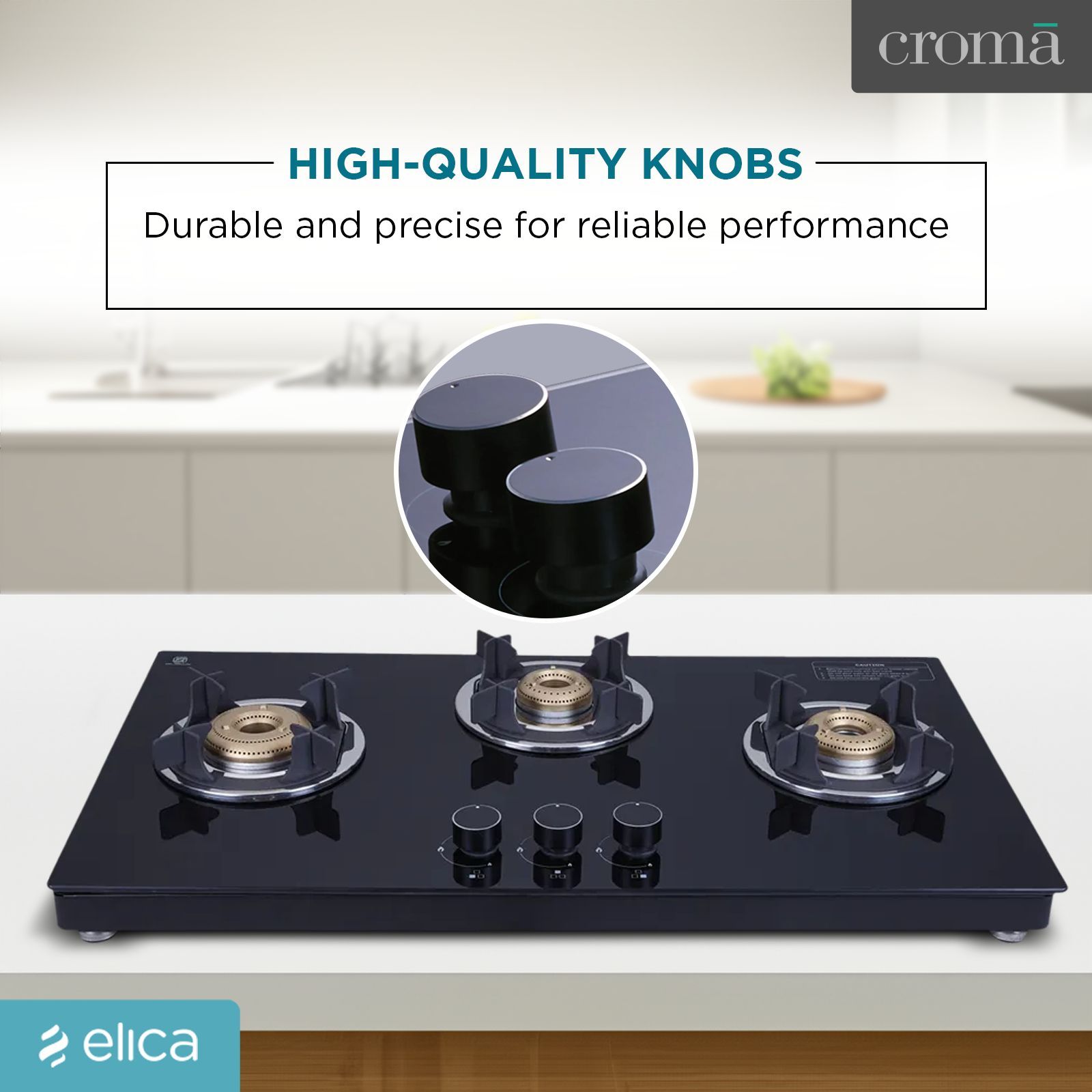 elica 773 CT VETRO (TKN CROWN DT SERIES) Toughened Glass Top 3 Burner Automatic Gas Stove (Ultra Slim Frame, Black)_13
