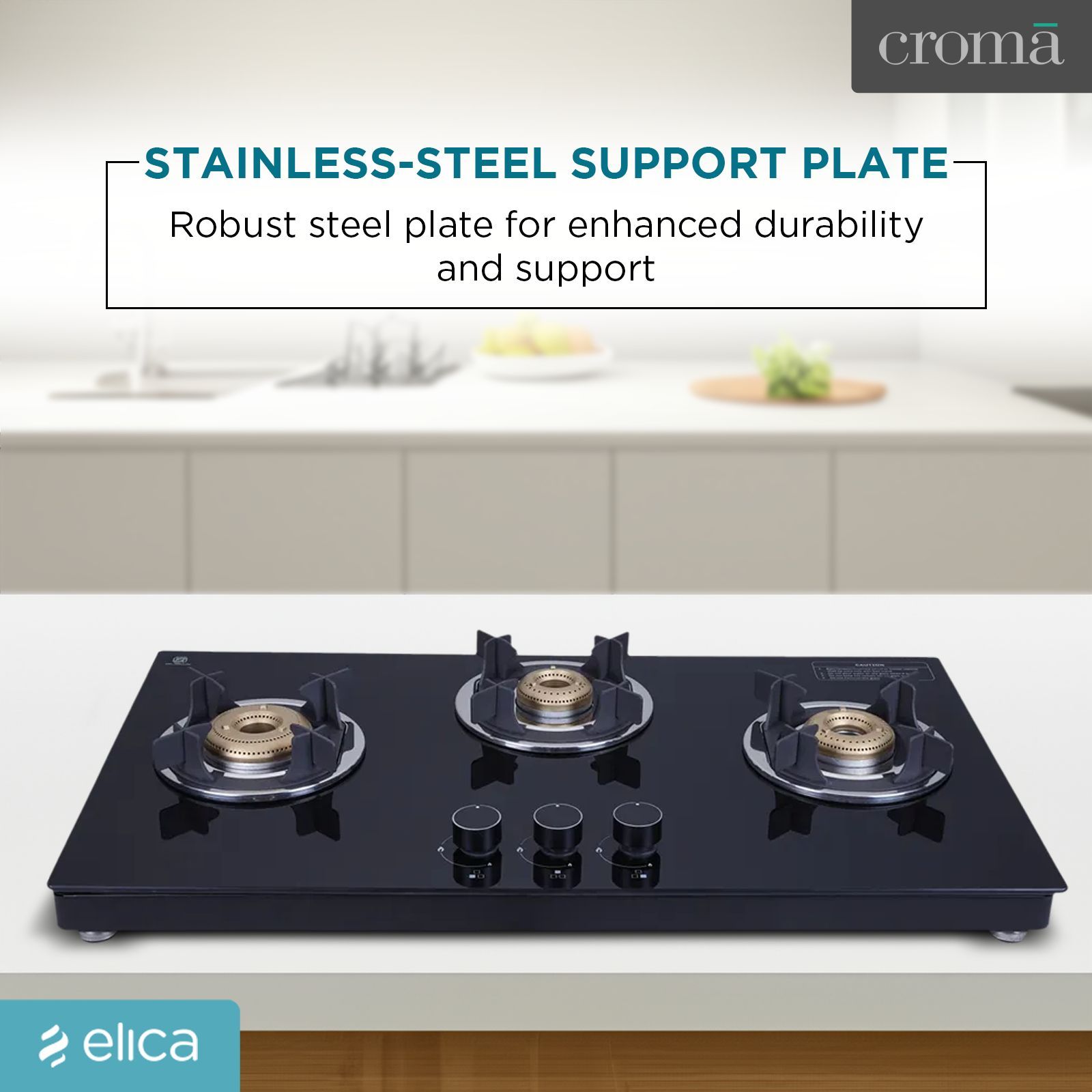 elica 773 CT VETRO (TKN CROWN DT SERIES) Toughened Glass Top 3 Burner Automatic Gas Stove (Ultra Slim Frame, Black)_15