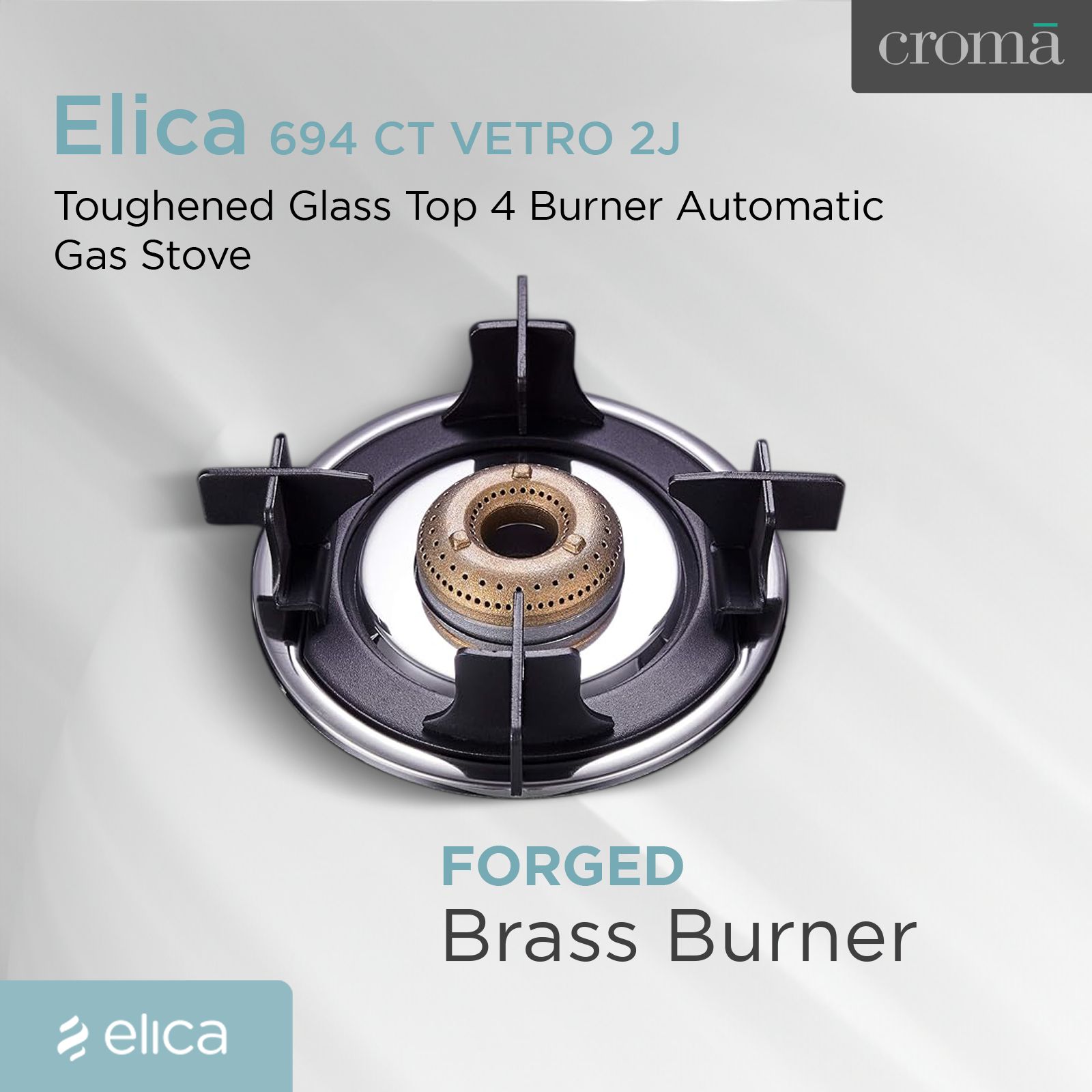 Elica 694 CT VETRO 2J (TKN CROWN DT SERIES) Toughened Glass Top 4 Burner Automatic Gas Stove (Ultra Slim Frame, Black)_12