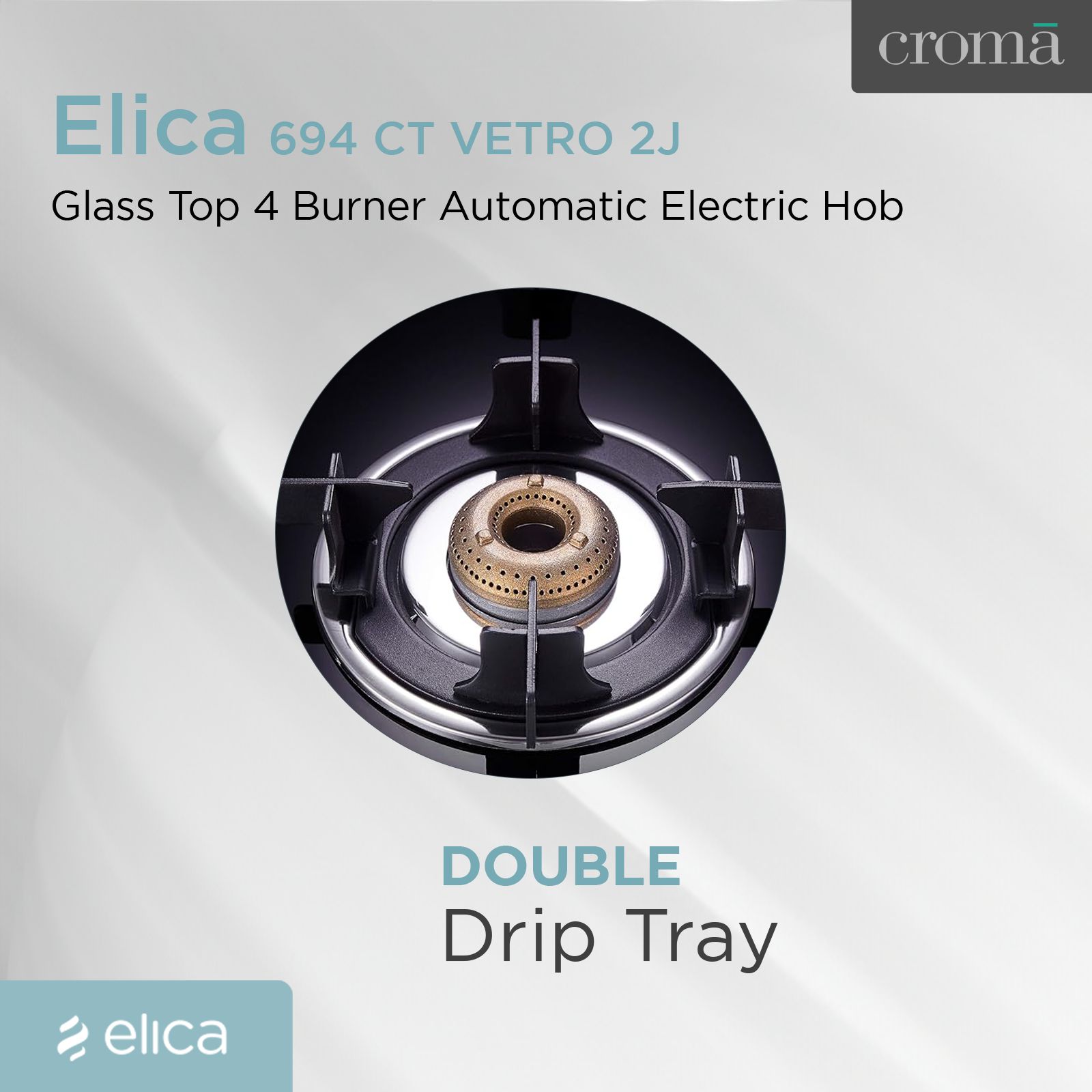 Elica 694 CT VETRO 2J (TKN CROWN DT SERIES) Toughened Glass Top 4 Burner Automatic Gas Stove (Ultra Slim Frame, Black)_15