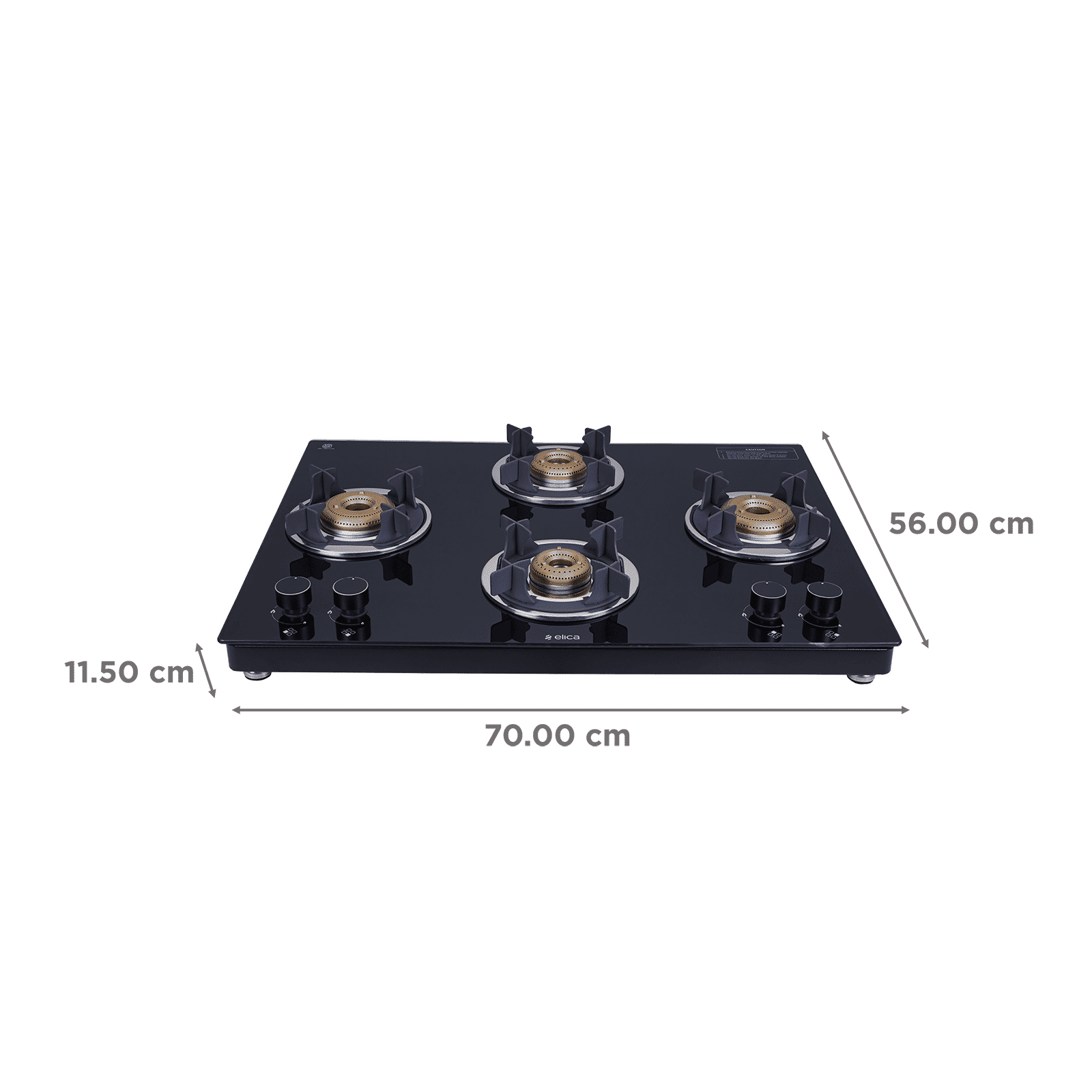 Elica 694 CT VETRO 2J (TKN CROWN DT SERIES) Toughened Glass Top 4 Burner Automatic Gas Stove (Ultra Slim Frame, Black)_2