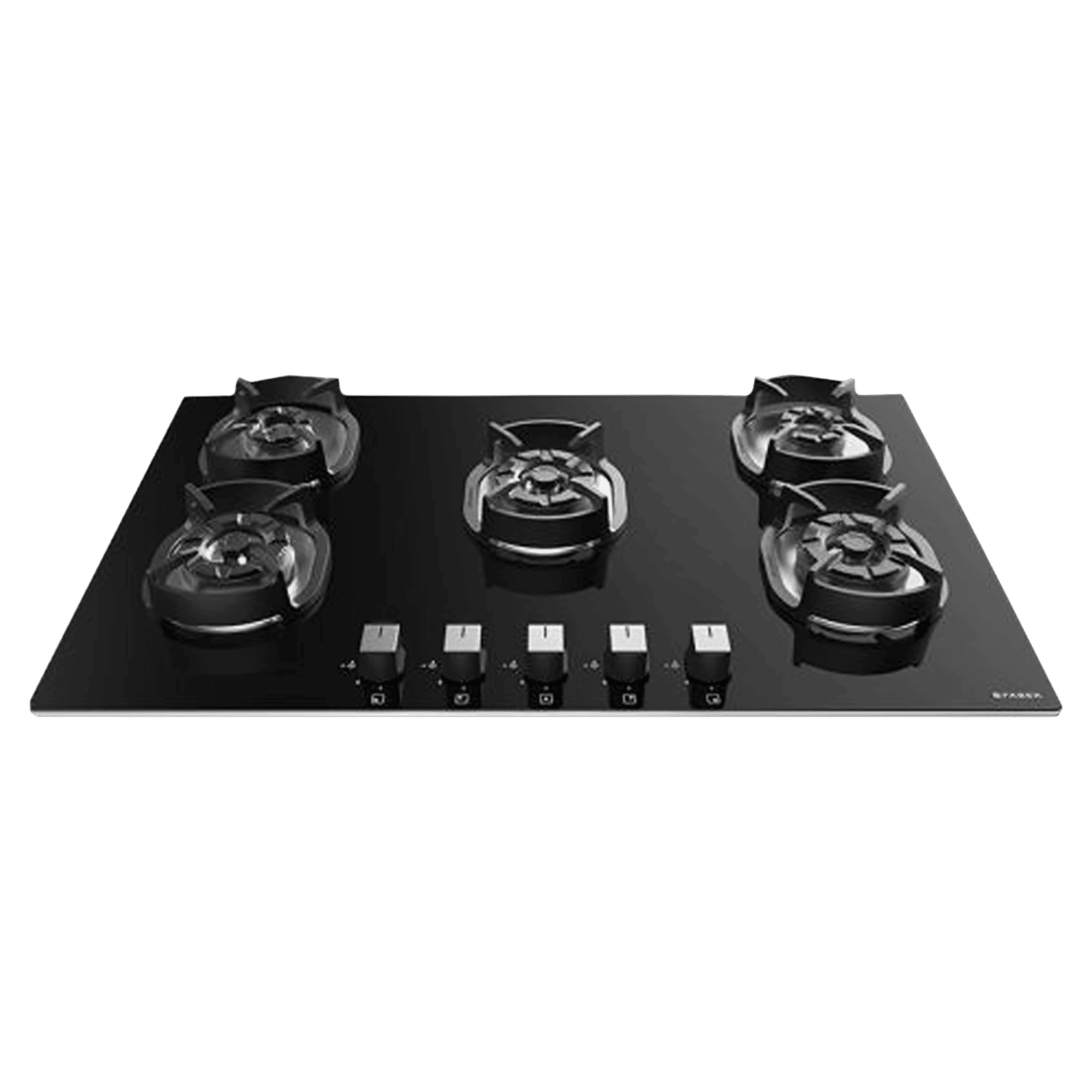 Faber Nexus IND HT905 CRS BR CI AI Toughened Glass Top 5 Burner Automatic Hob (Cast Iron Pan Support, Black)_1