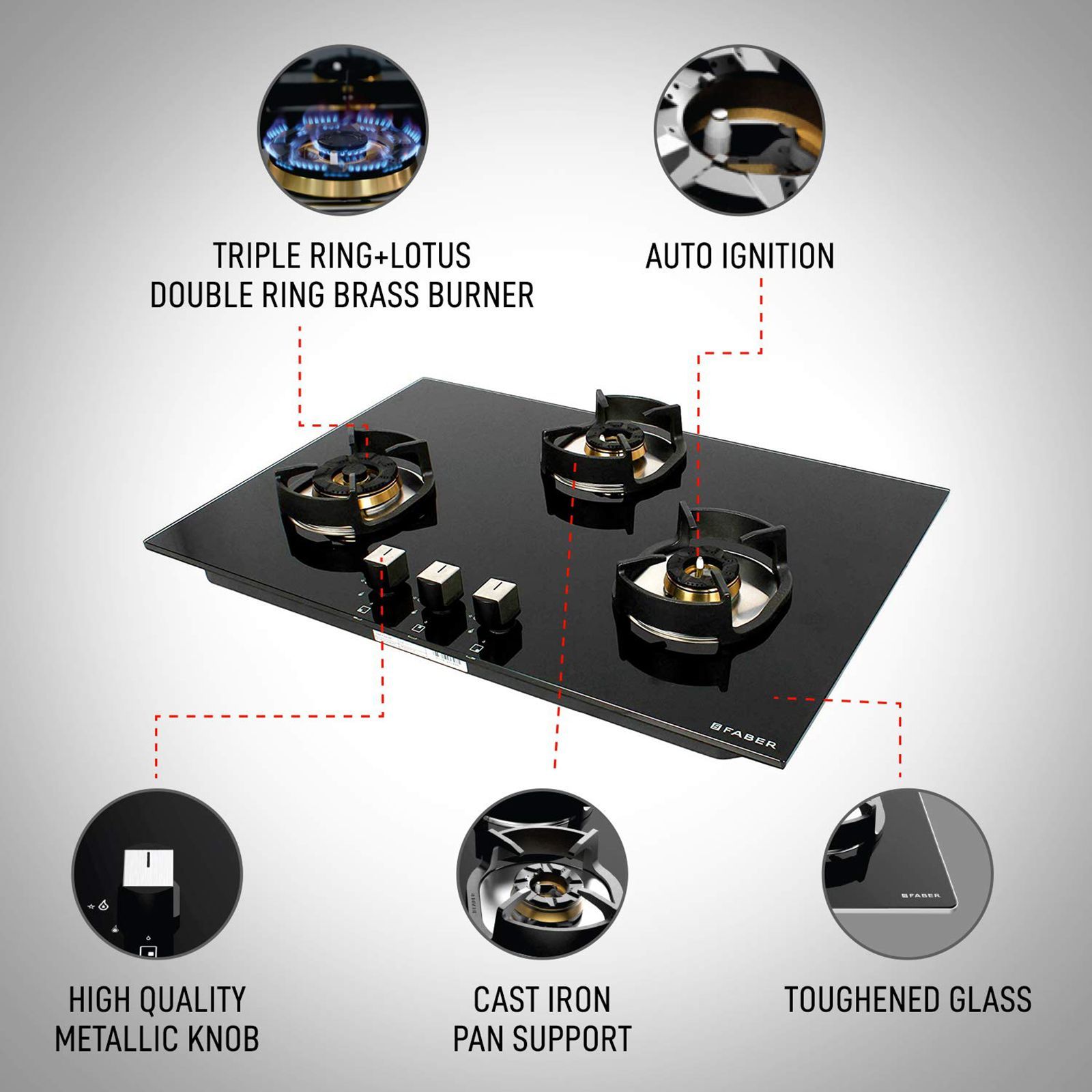 Faber Nexus IND HT783 CRS BR CI AI Toughened Glass Top 3 Burner Automatic Hob (Heat Resistant, Black)_10