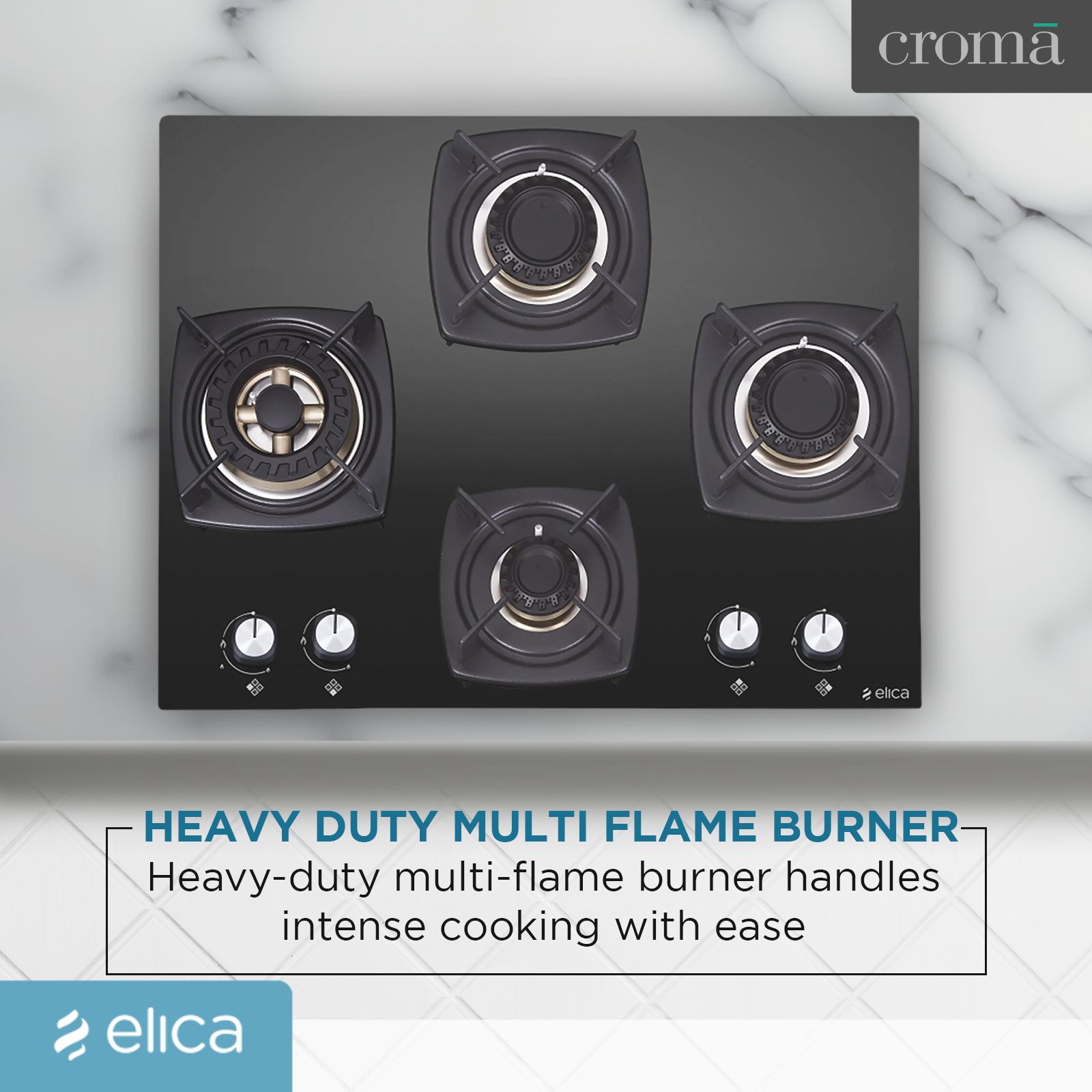 Elica DT FB MFC 4B 65 SWIRL Toughened Glass Top 4 Burner Automatic Hob (Cast Iron Grid, Black)_10