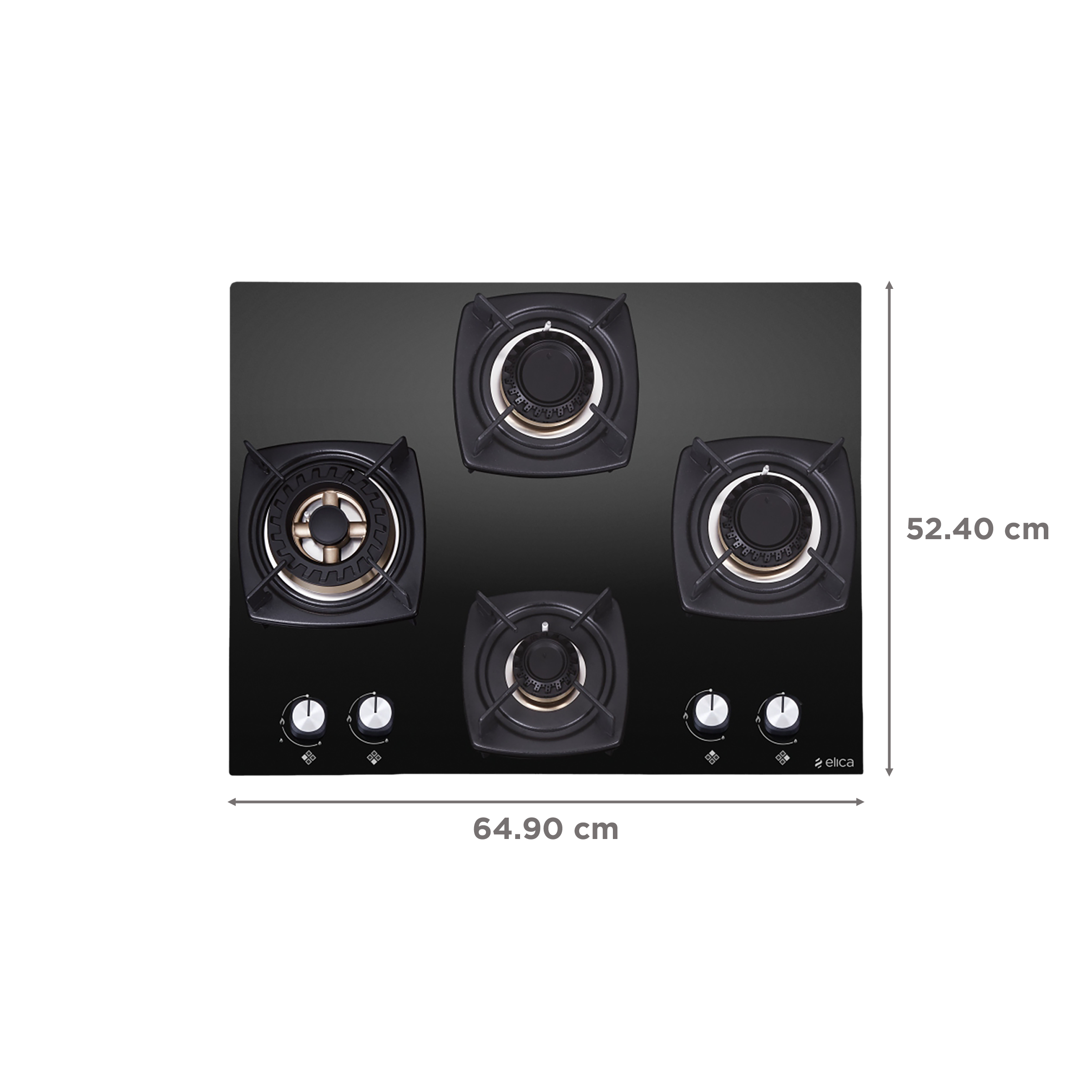 Elica DT FB MFC 4B 65 SWIRL Toughened Glass Top 4 Burner Automatic Hob (Cast Iron Grid, Black)_2