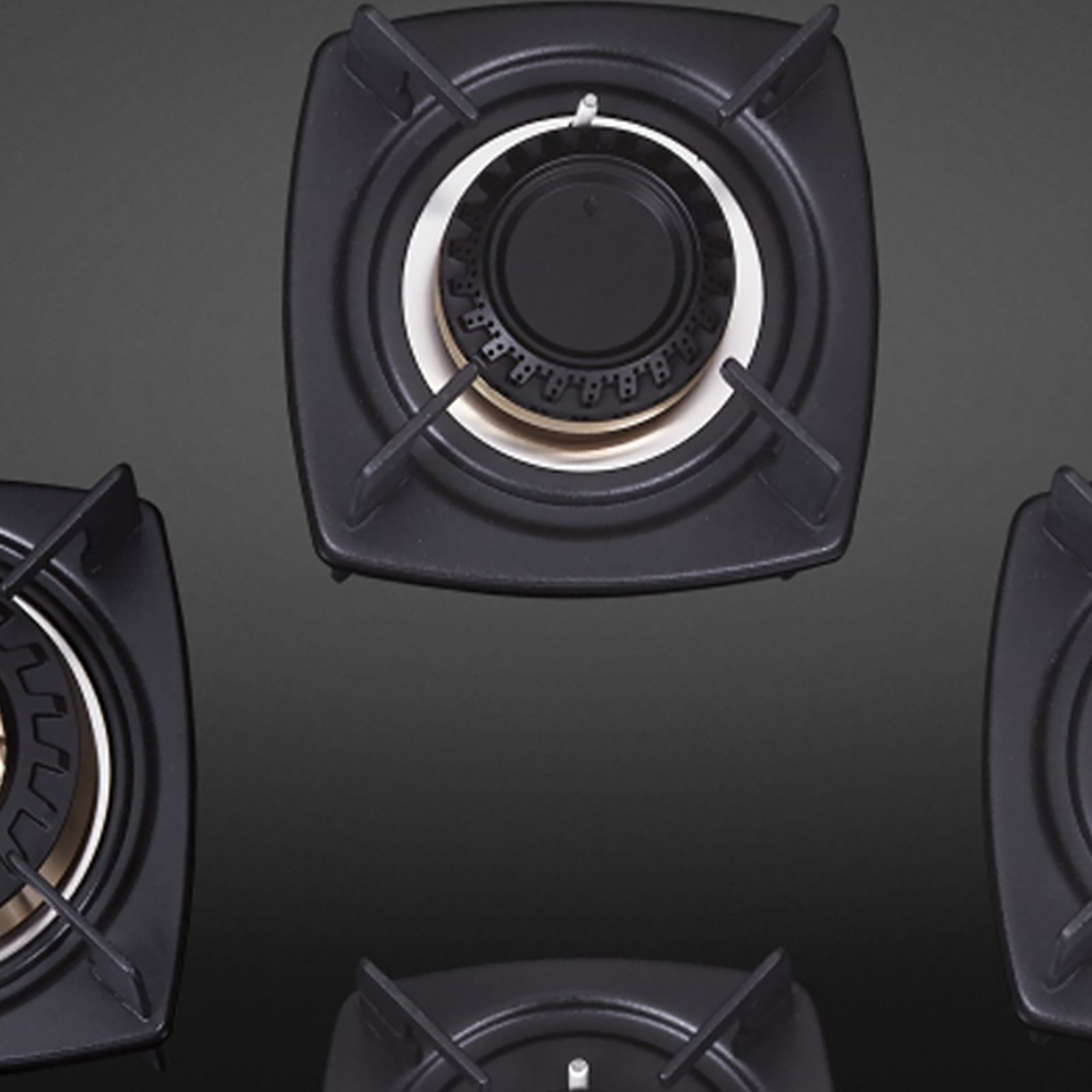 Elica DT FB MFC 4B 65 SWIRL Toughened Glass Top 4 Burner Automatic Hob (Cast Iron Grid, Black)_4