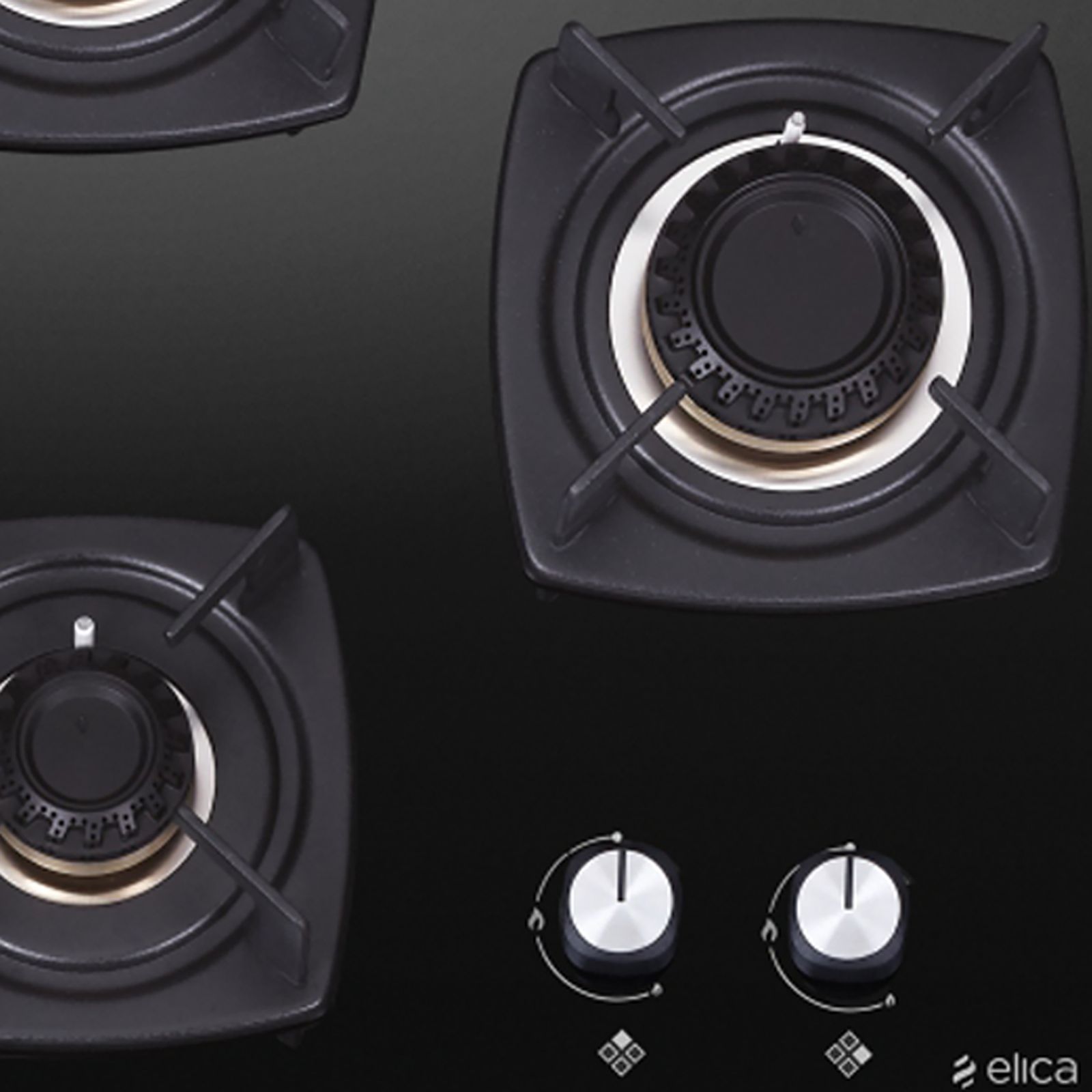 Elica DT FB MFC 4B 65 SWIRL Toughened Glass Top 4 Burner Automatic Hob (Cast Iron Grid, Black)_5