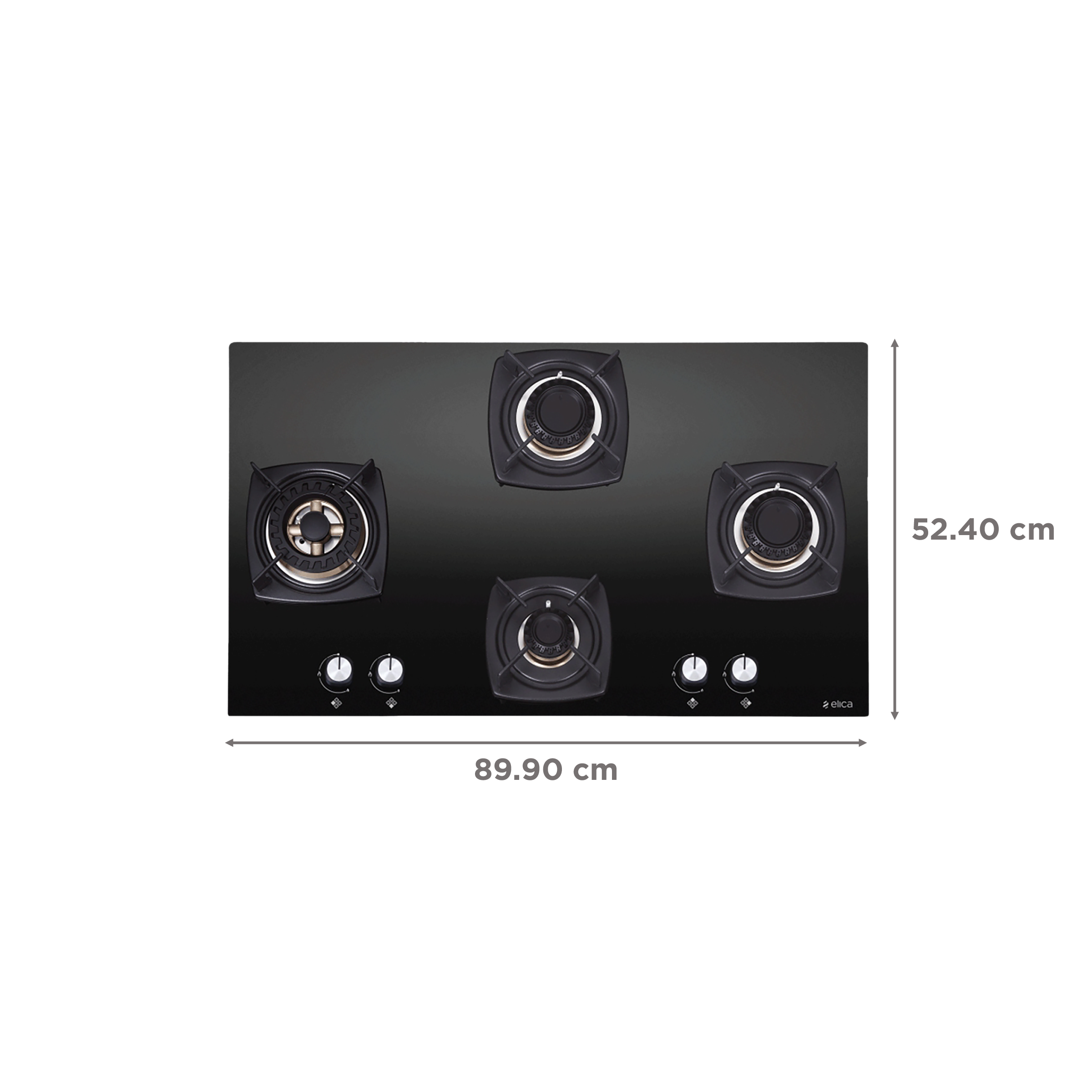 Elica DT FLEXI FB MFC 4B 91 SWIRL Toughened Glass Top 4 Burner Automatic Hob (Cast Iron Grid, Black)_2