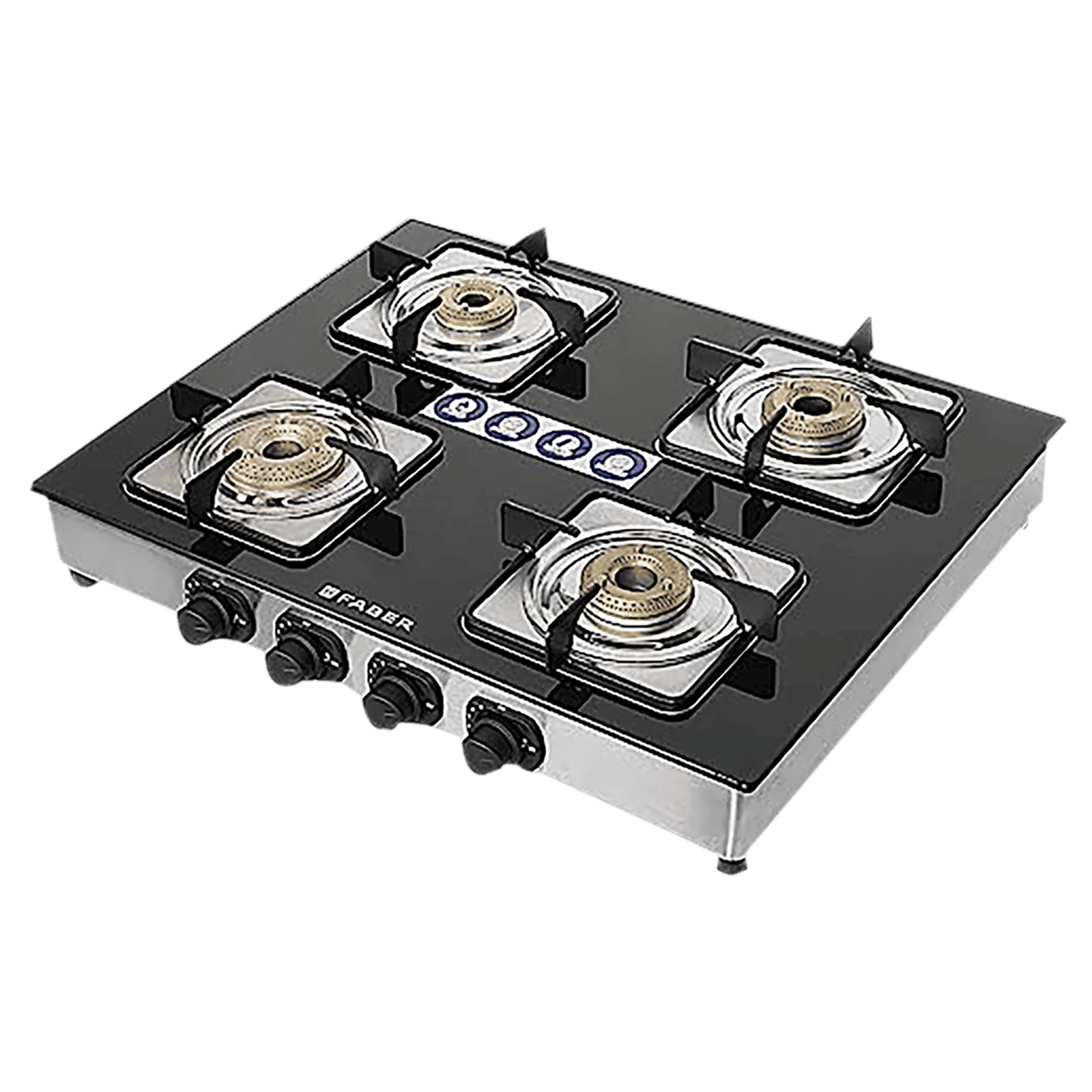 FABER Supreme Plus C Toughened Glass Top 4 Burner Manual Gas Stove (Anti Leak Technology, Black)_1