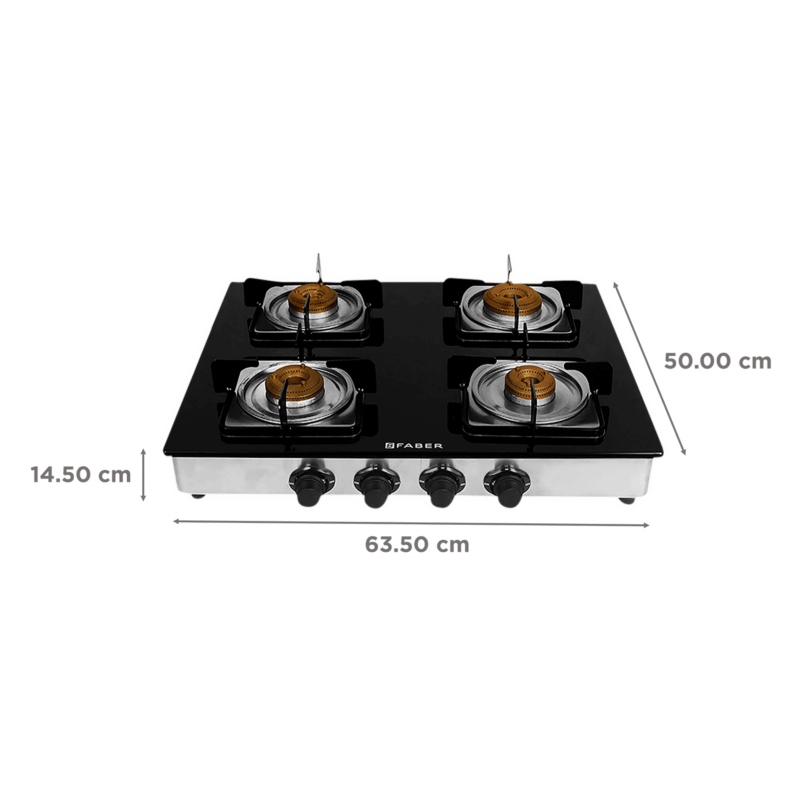 FABER Supreme Plus C Toughened Glass Top 4 Burner Manual Gas Stove (Anti Leak Technology, Black)_2