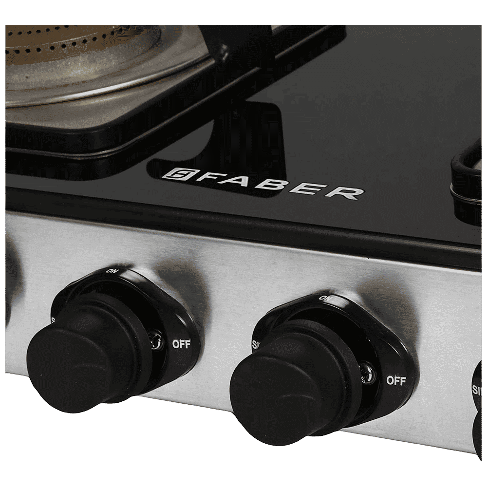 FABER Supreme Plus C Toughened Glass Top 4 Burner Manual Gas Stove (Anti Leak Technology, Black)_5