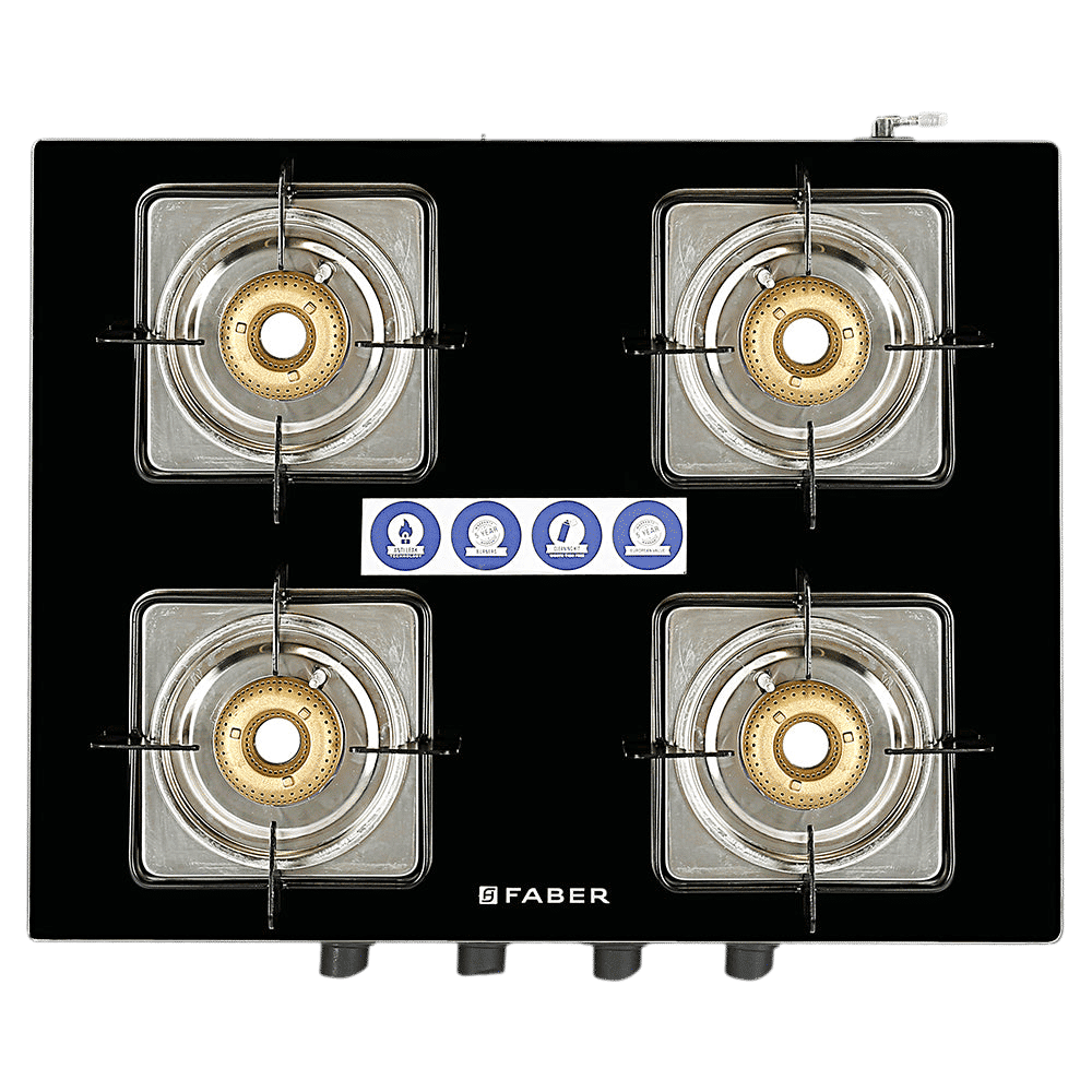 FABER Supreme Plus C 4BB AI 4 Burner Manual Hob (Euro Coating Square Pan Support, Black)_6