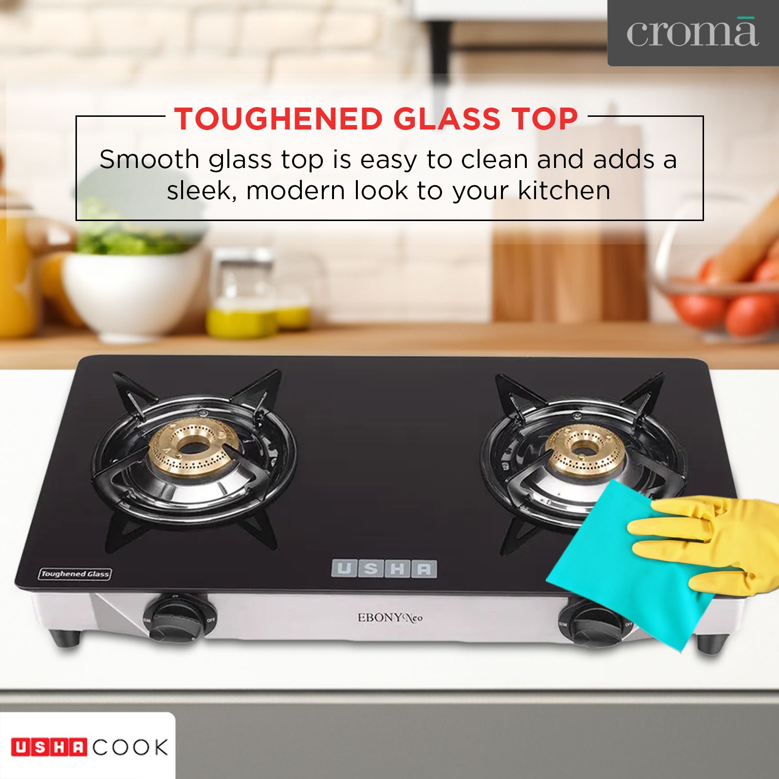 USHA Ebony Neo GS2003 Toughened Glass Top 2 Burner Manual Gas Stove (Powder Coated Pan Support, Black)_10