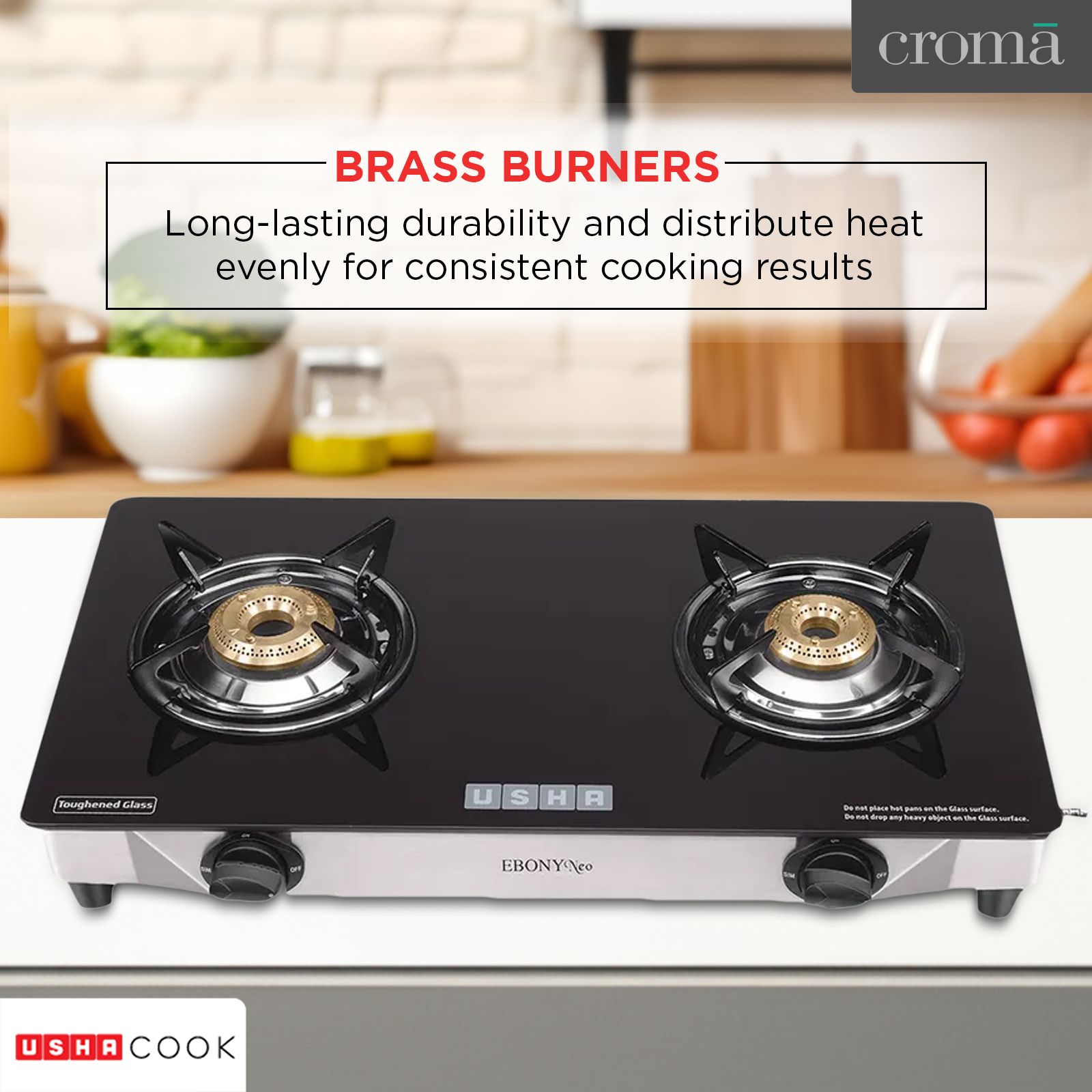 USHA Ebony Neo GS2003 Toughened Glass Top 2 Burner Manual Gas Stove (Powder Coated Pan Support, Black)_11