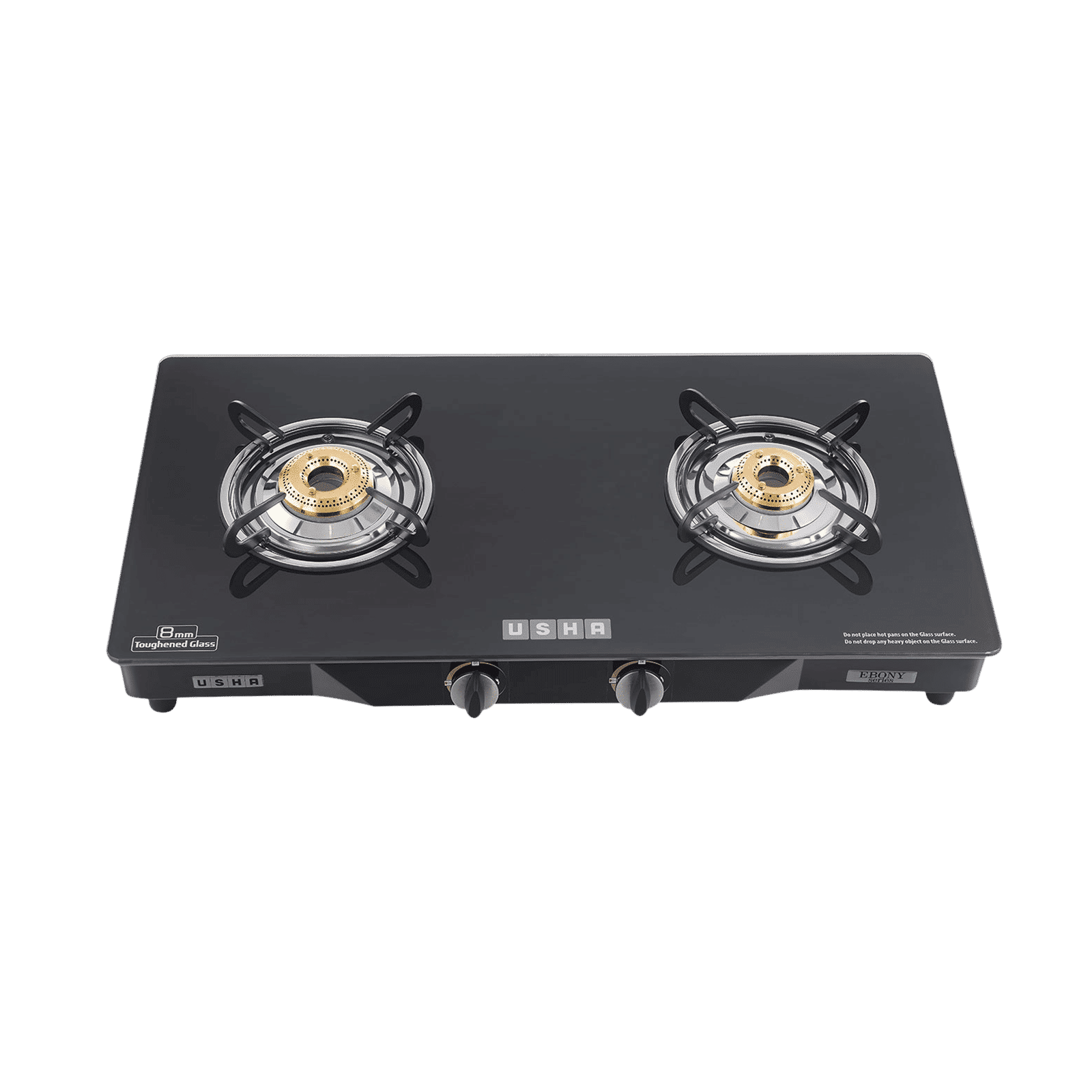 USHA Ebony GS2001 Toughened Glass Top 2 Burner Manual Gas Stove (Slim Line Design, Black)_5
