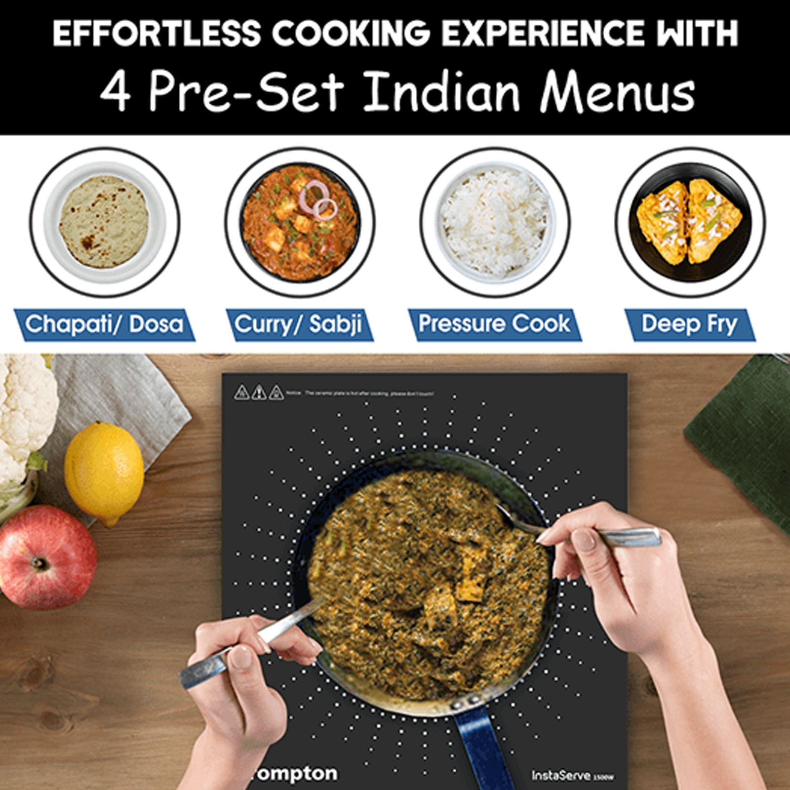 Crompton InstaServe 1500W Induction Cooktop with 4 Preset Menus_7