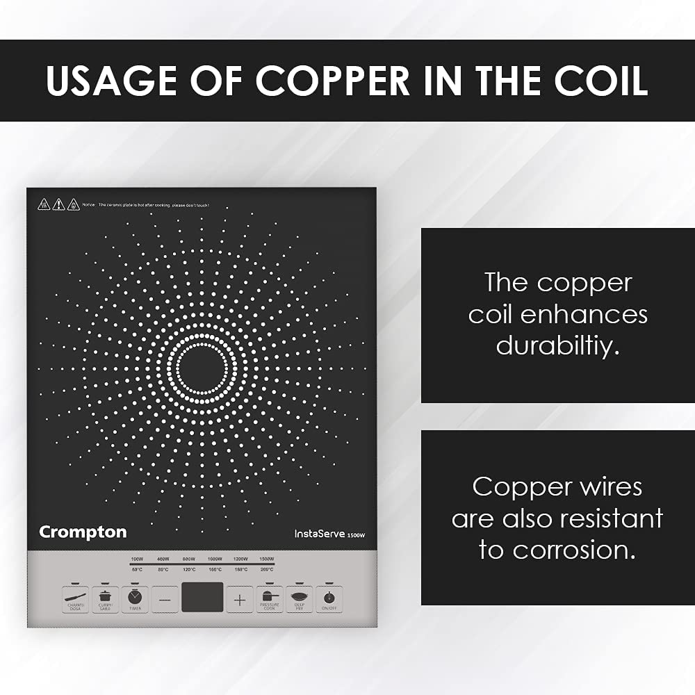 Crompton InstaServe 1500W Induction Cooktop with 4 Preset Menus_8