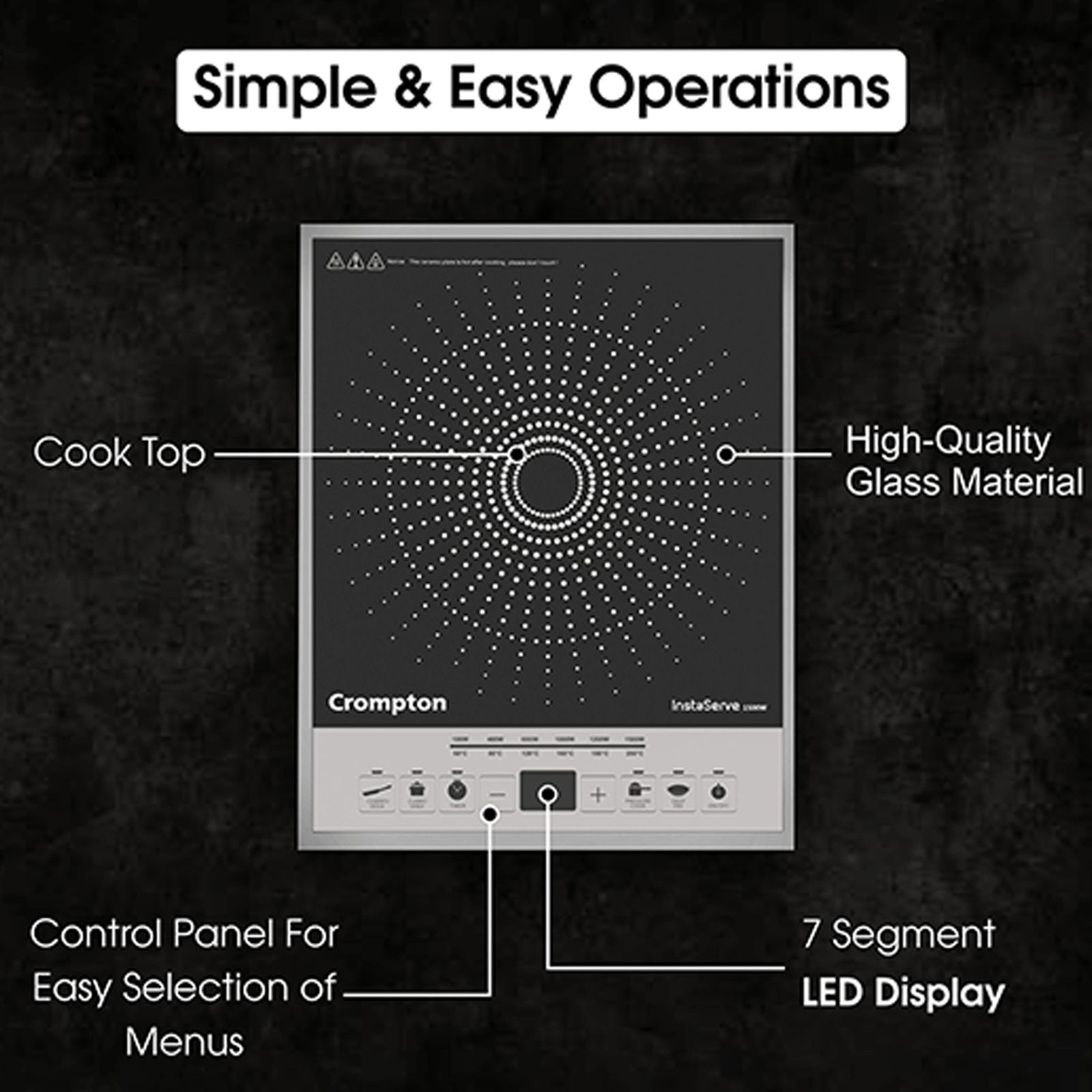 Crompton InstaServe 1500W Induction Cooktop with 4 Preset Menus_5