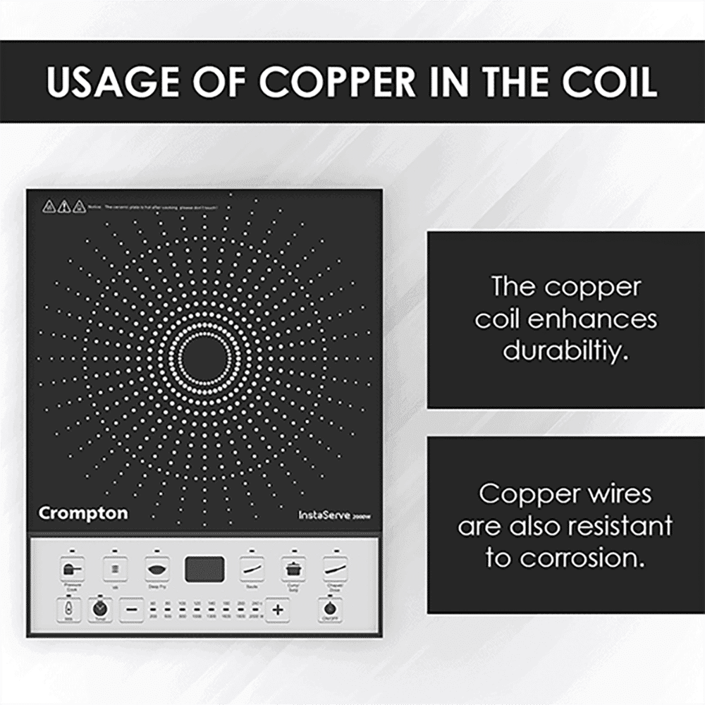 Crompton InstaServe 2000W Induction Cooktop with 7 Preset Menus_5