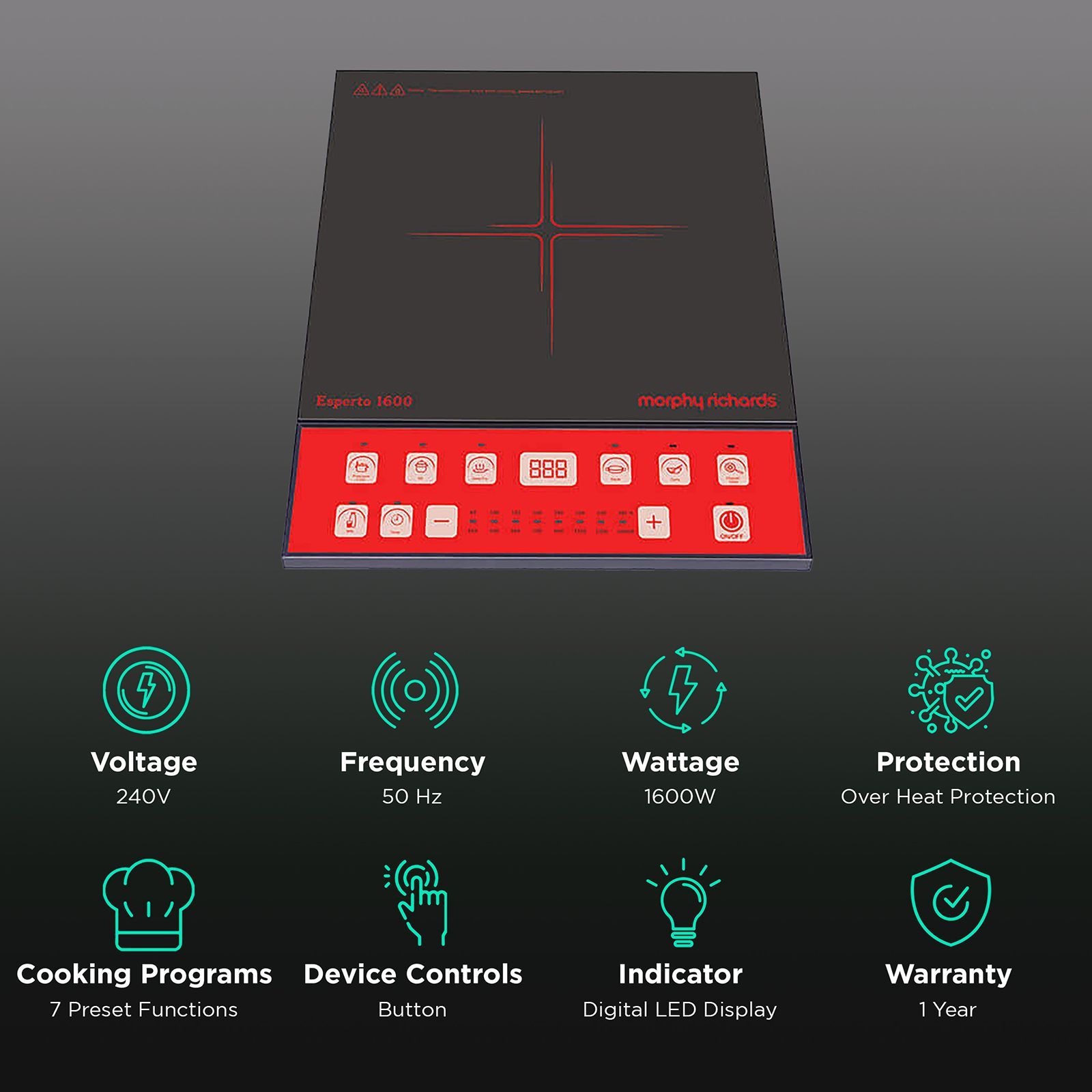 morphy richards Esperto 1600W Induction Cooktop with 7 Cooking Modes_3
