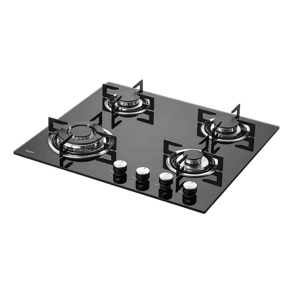 KAFF NE 4B 60 GF Tempered Glass Top 4 Burner Automatic Electric Hob (Enamelled Matt Finish Grills, Black)_1
