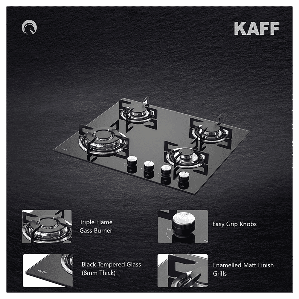KAFF NE 4B 60 GF Tempered Glass Top 4 Burner Automatic Electric Hob (Enamelled Matt Finish Grills, Black)_14