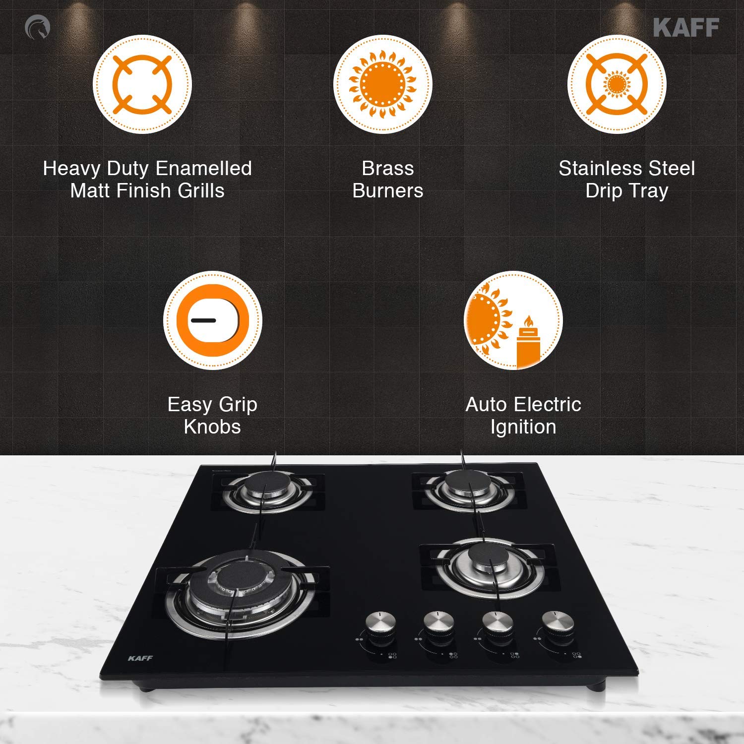 KAFF NE 4B 60 GF Tempered Glass Top 4 Burner Automatic Electric Hob (Enamelled Matt Finish Grills, Black)_16