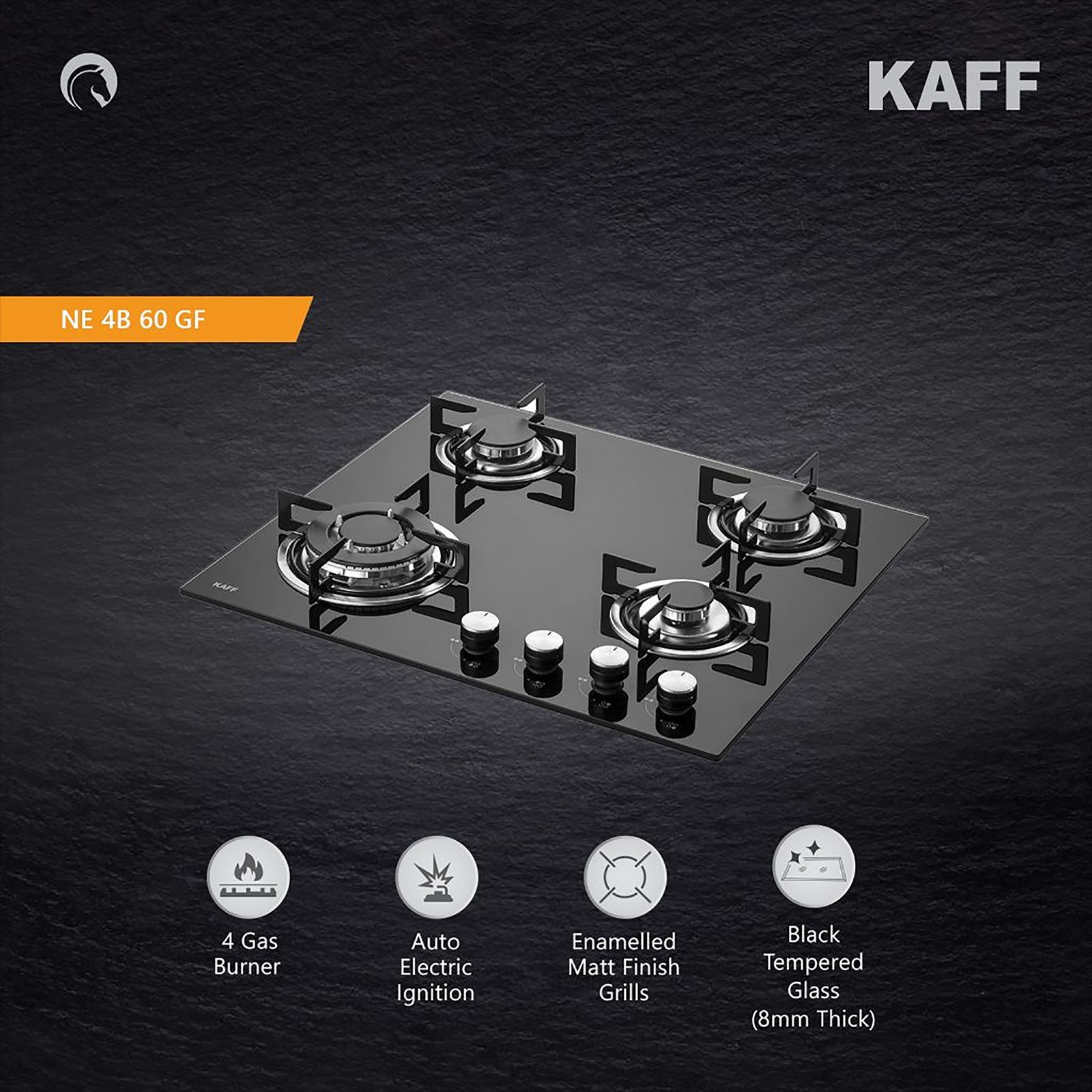KAFF NE 4B 60 GF Tempered Glass Top 4 Burner Automatic Electric Hob (Enamelled Matt Finish Grills, Black)_19