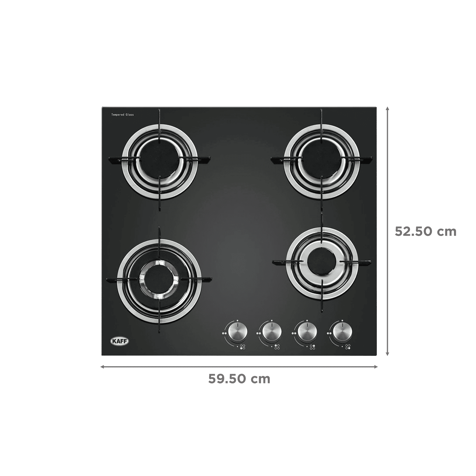 KAFF NE 4B 60 GF Tempered Glass Top 4 Burner Automatic Electric Hob (Enamelled Matt Finish Grills, Black)_2