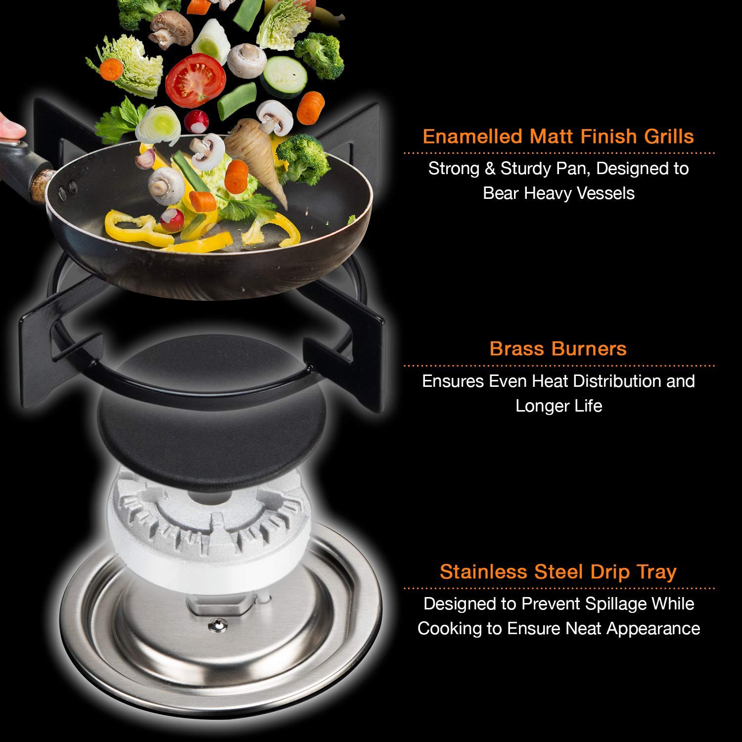 KAFF NE 4B 60 GF Tempered Glass Top 4 Burner Automatic Electric Hob (Enamelled Matt Finish Grills, Black)_9