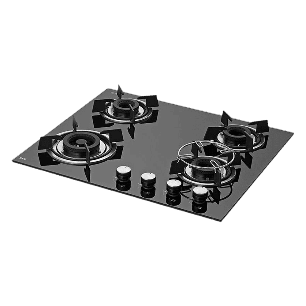 KAFF HBR 604 A Tempered Glass Top 4 Burner Automatic Electric Hob (Matte Enamelled Pan Support, Black)_1