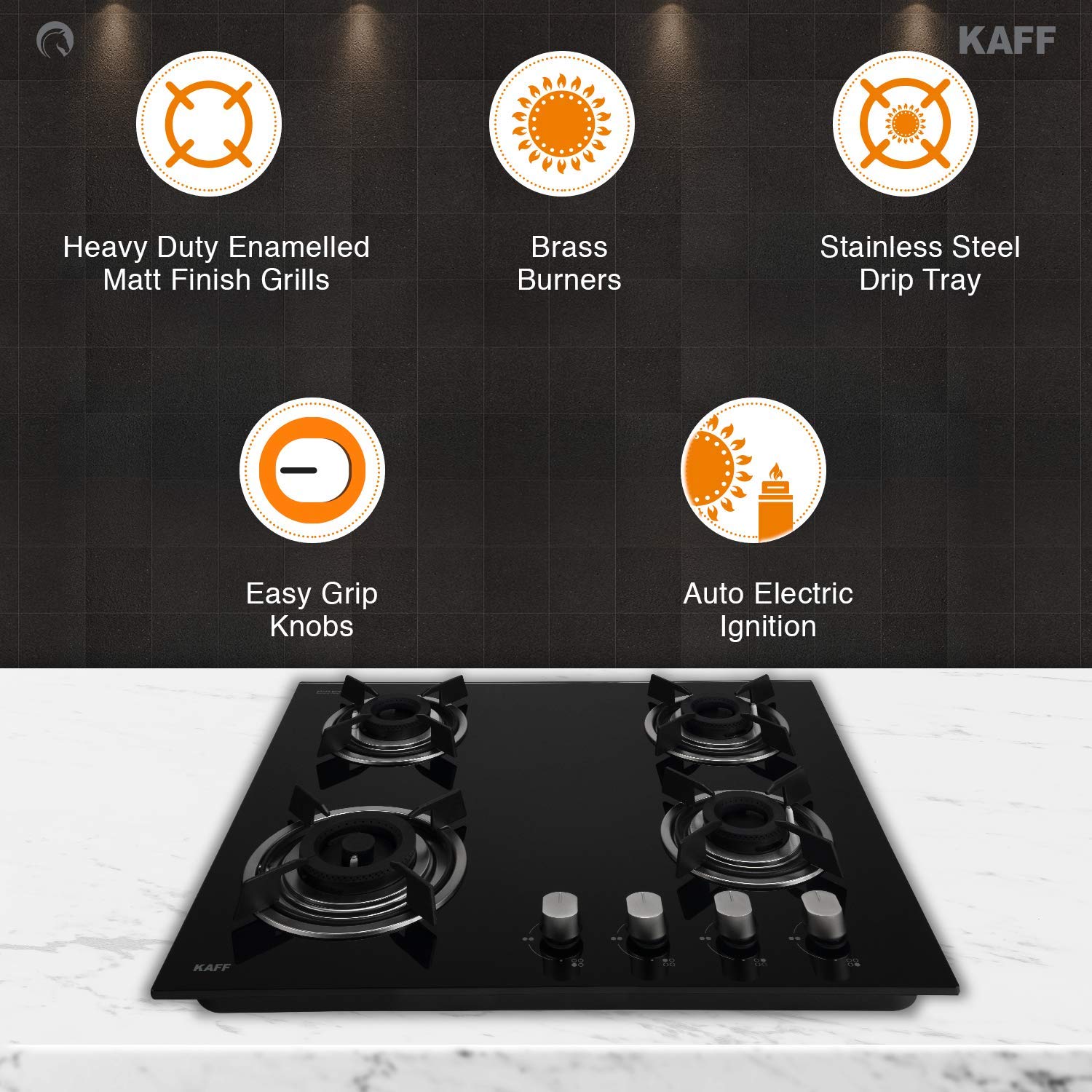KAFF HBR 604 A Tempered Glass Top 4 Burner Automatic Electric Hob (Matte Enamelled Pan Support, Black)_13