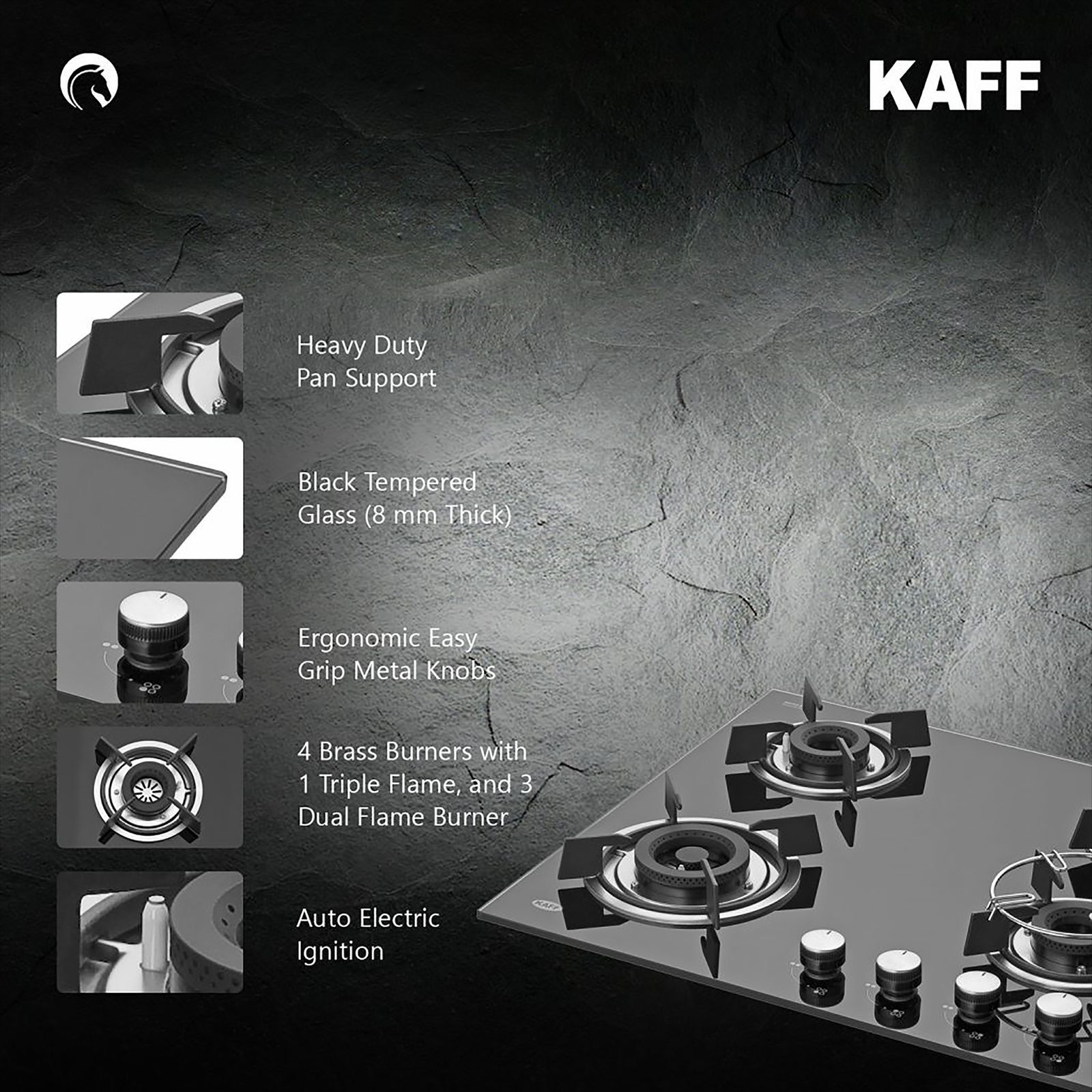 KAFF HBR 604 A Tempered Glass Top 4 Burner Automatic Electric Hob (Matte Enamelled Pan Support, Black)_14