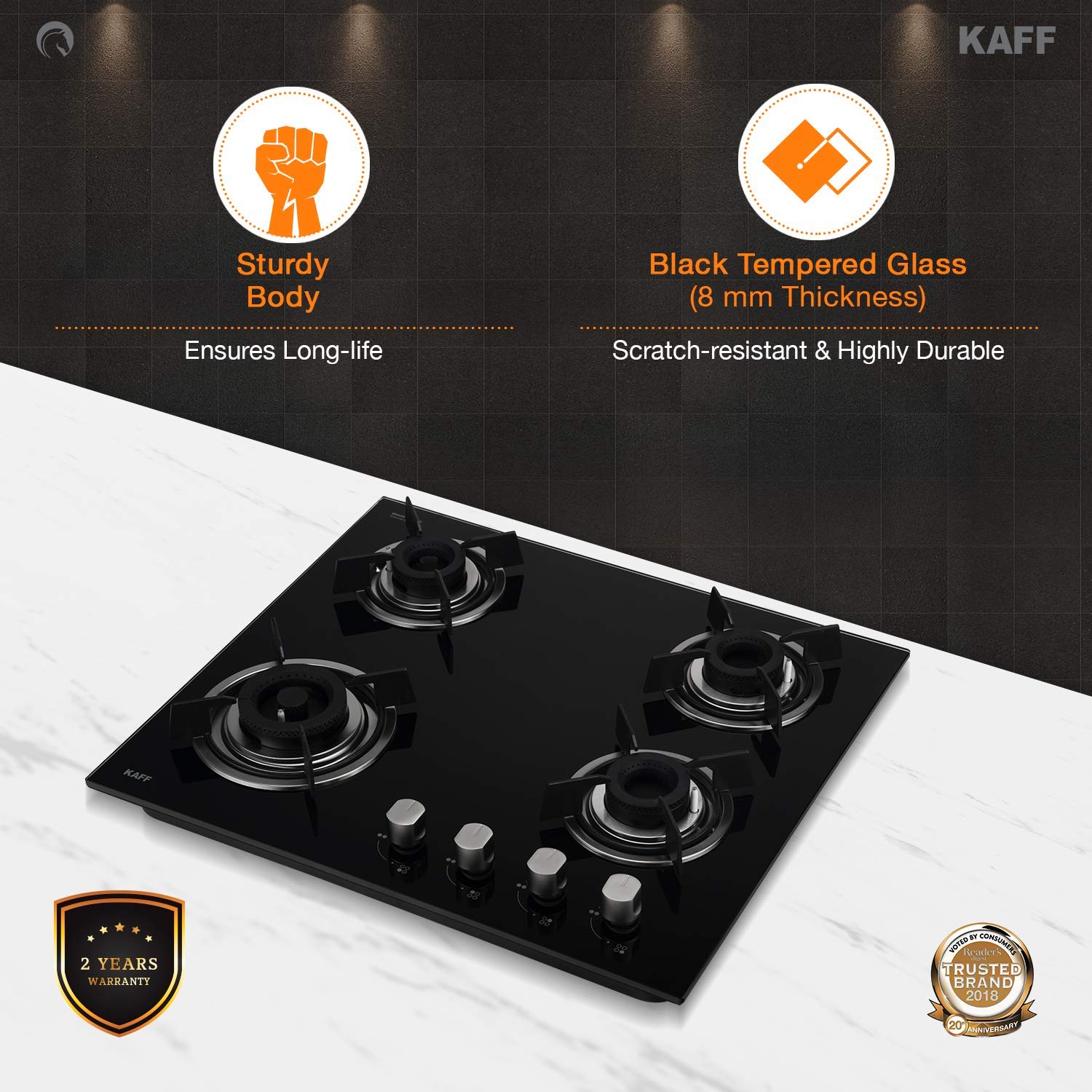 KAFF HBR 604 A Tempered Glass Top 4 Burner Automatic Electric Hob (Matte Enamelled Pan Support, Black)_8