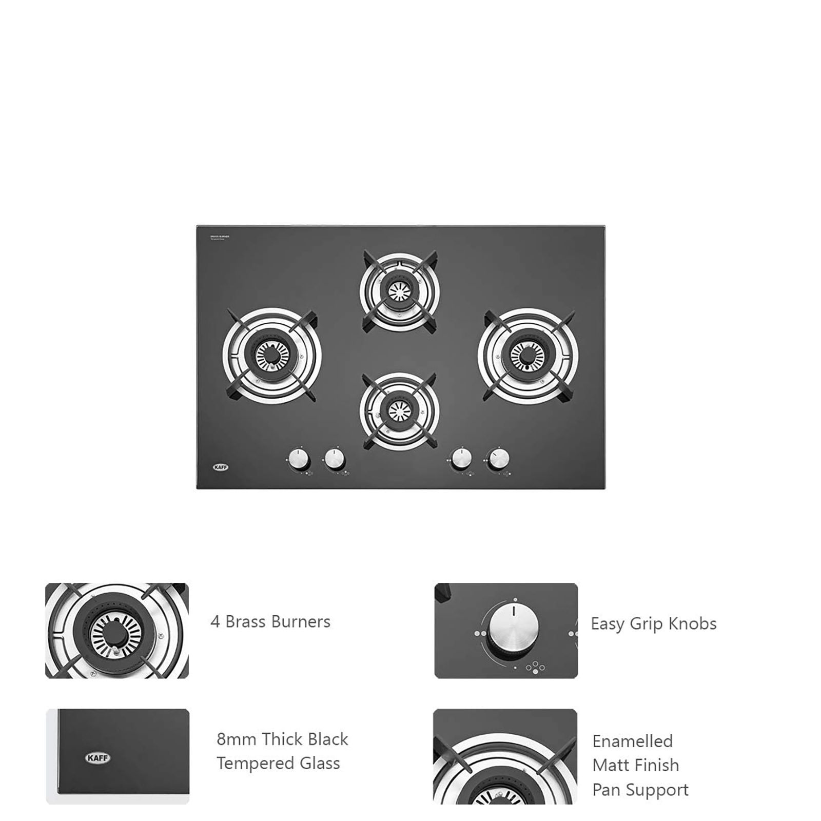 KAFF HBR 784 A Tempered Glass Top 4 Burner Automatic Electric Hob (Enamelled Matt Finish Grills, Black)_9