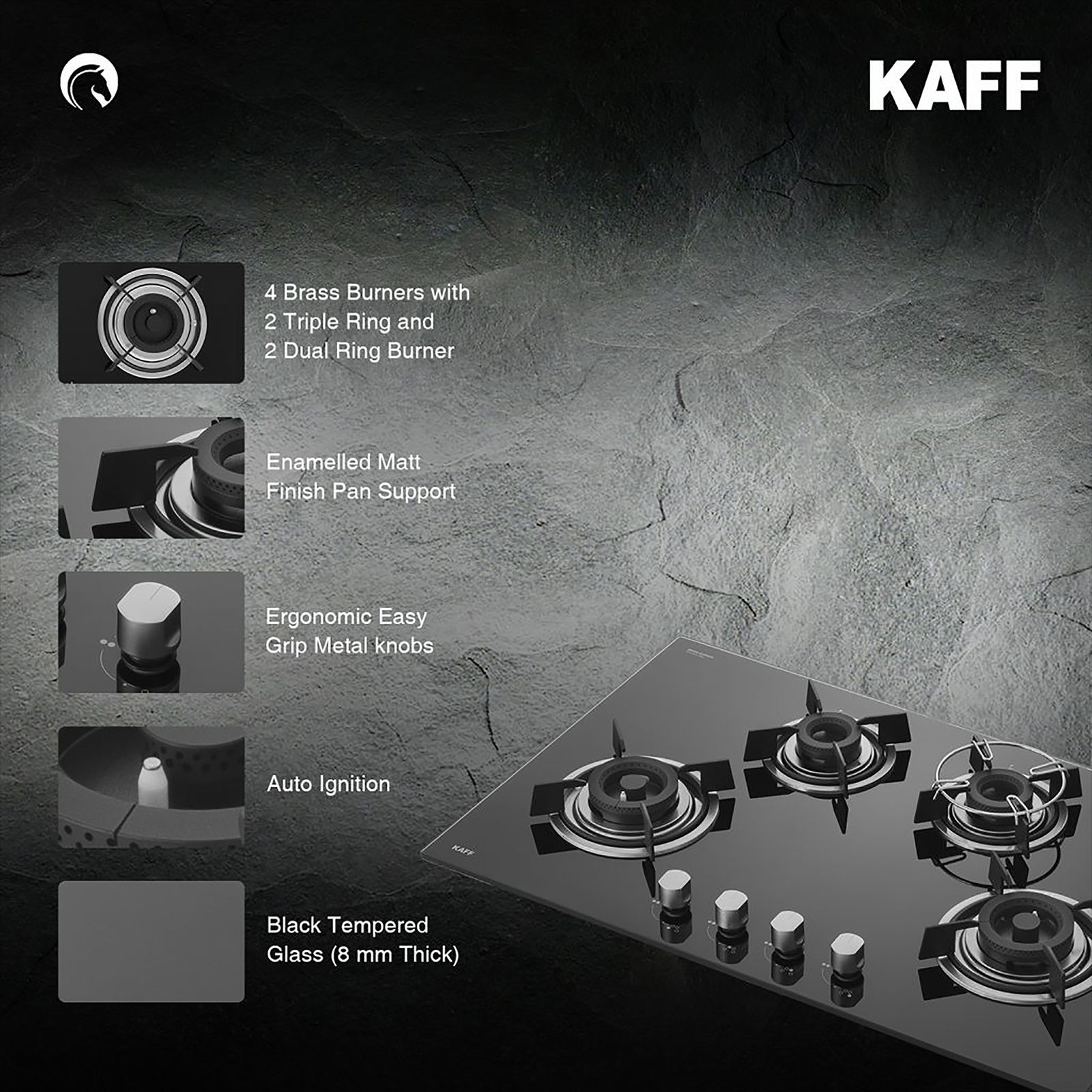 KAFF HBR 804 A Tempered Glass Top 4 Burner Automatic Electric Hob (Enamelled Matt Finish Grills, Black)_12