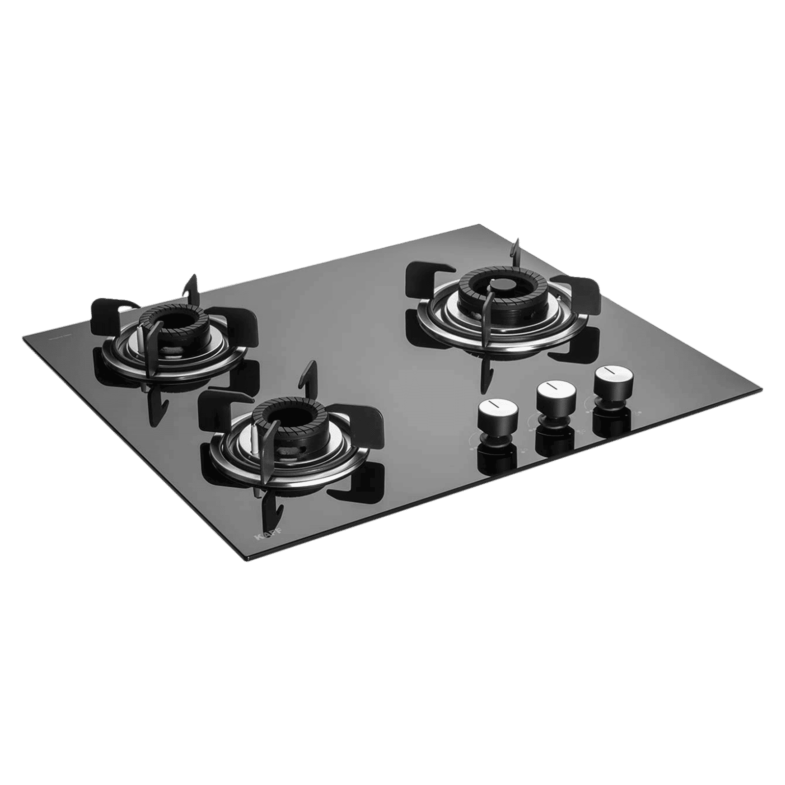 KAFF Crista Tempered Glass Top 3 Burner Automatic Hob (Matte Enamelled Pan Support, Black)_10