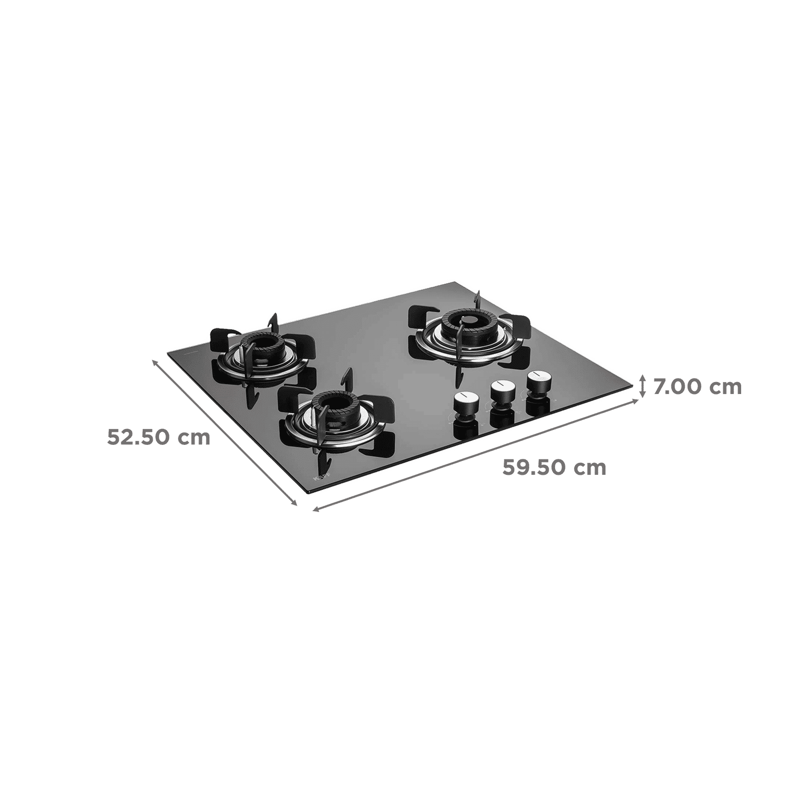 KAFF Crista Tempered Glass Top 3 Burner Automatic Hob (Matte Enamelled Pan Support, Black)_2